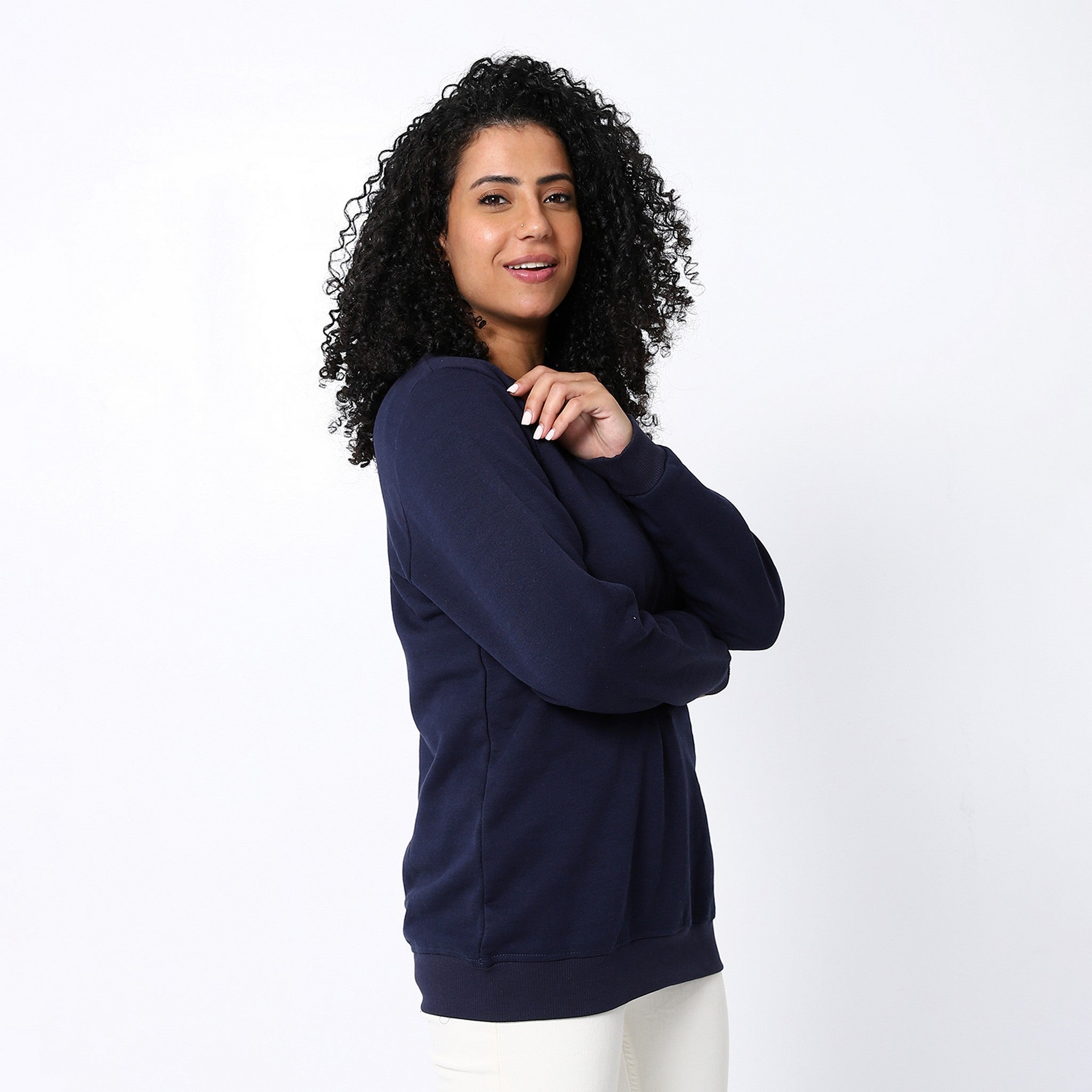 Solid Comfy Navy Blue Sweatshirt