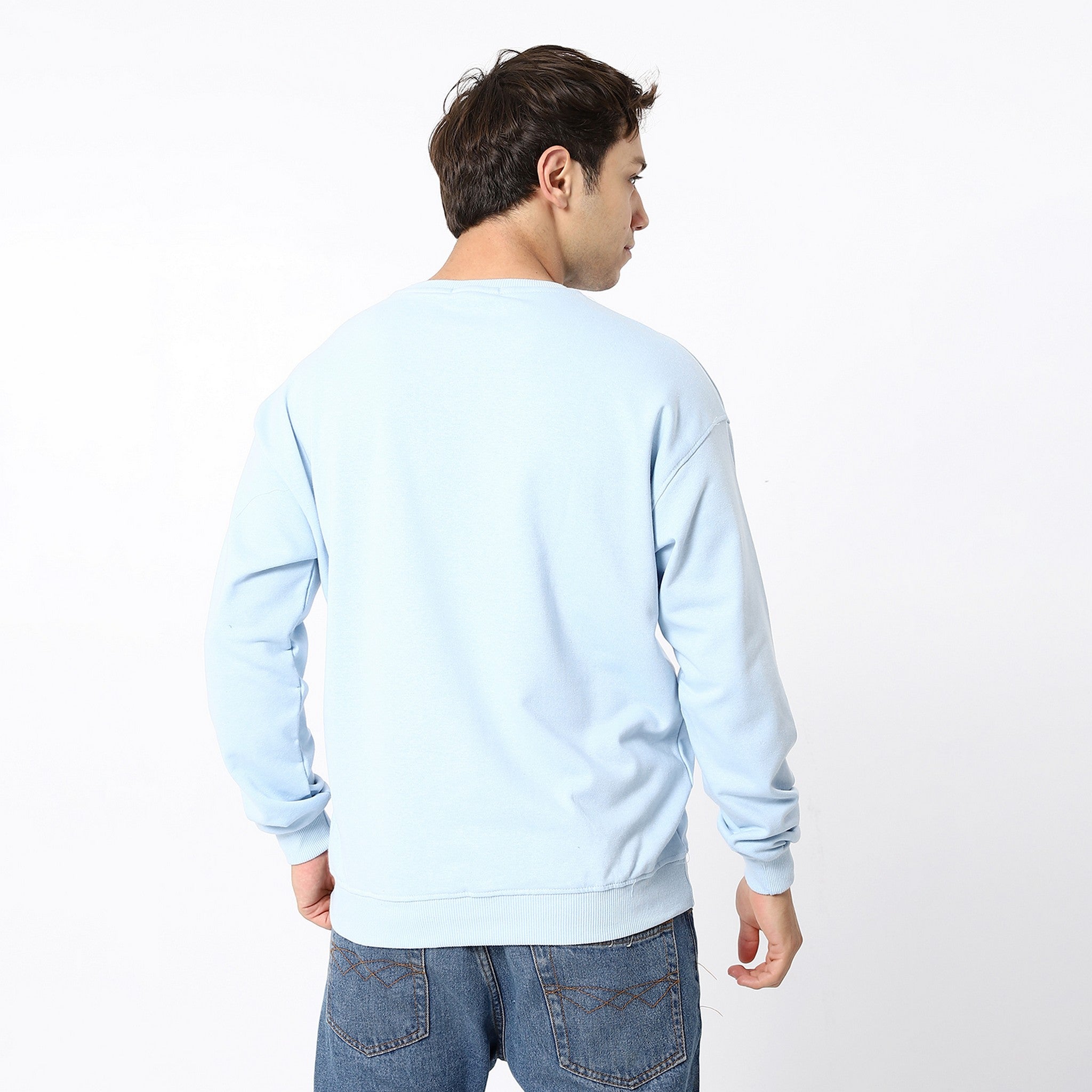 Oversized Sky Blue Printed Sweatshirt