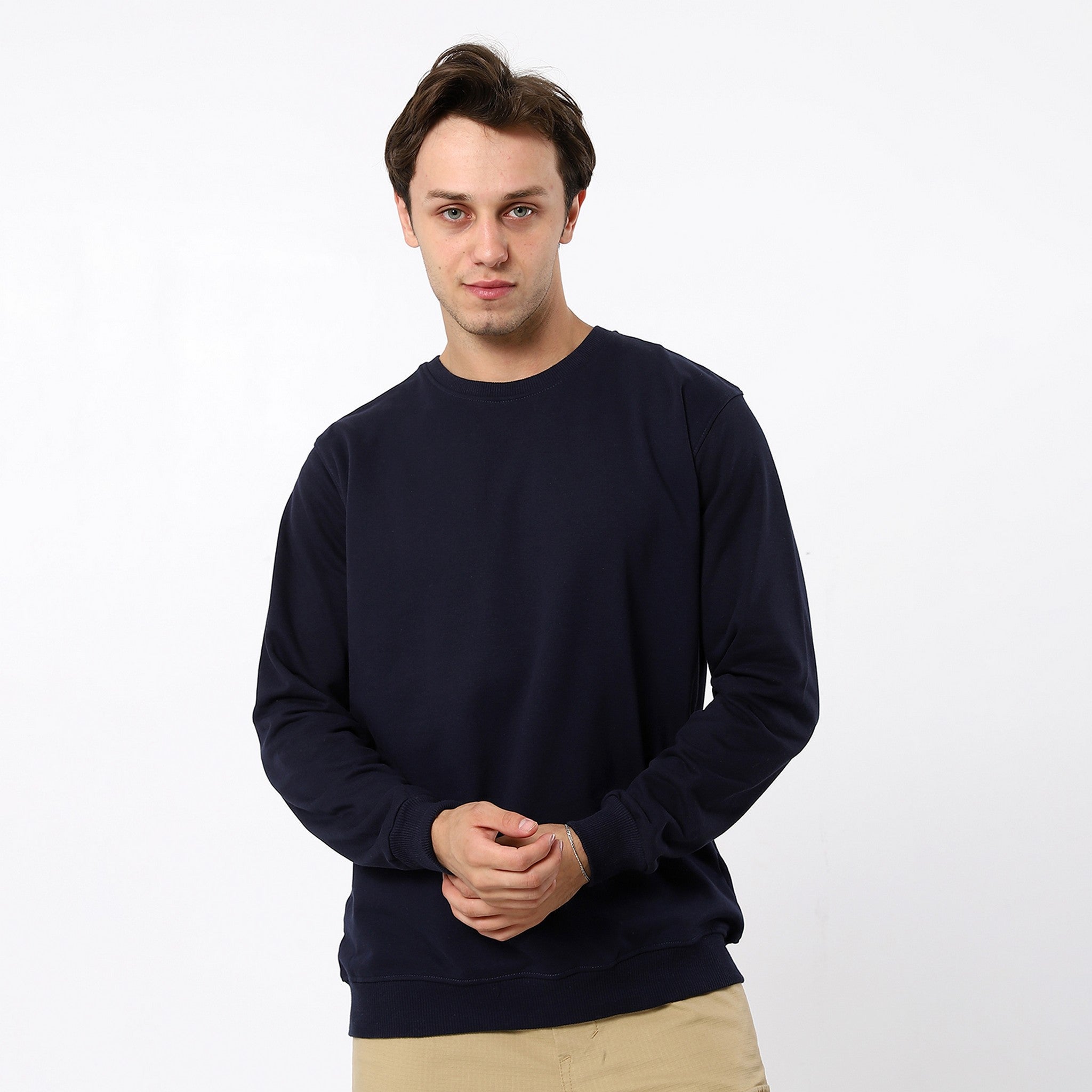 Basic Navy Blue Plain Sweatshirt