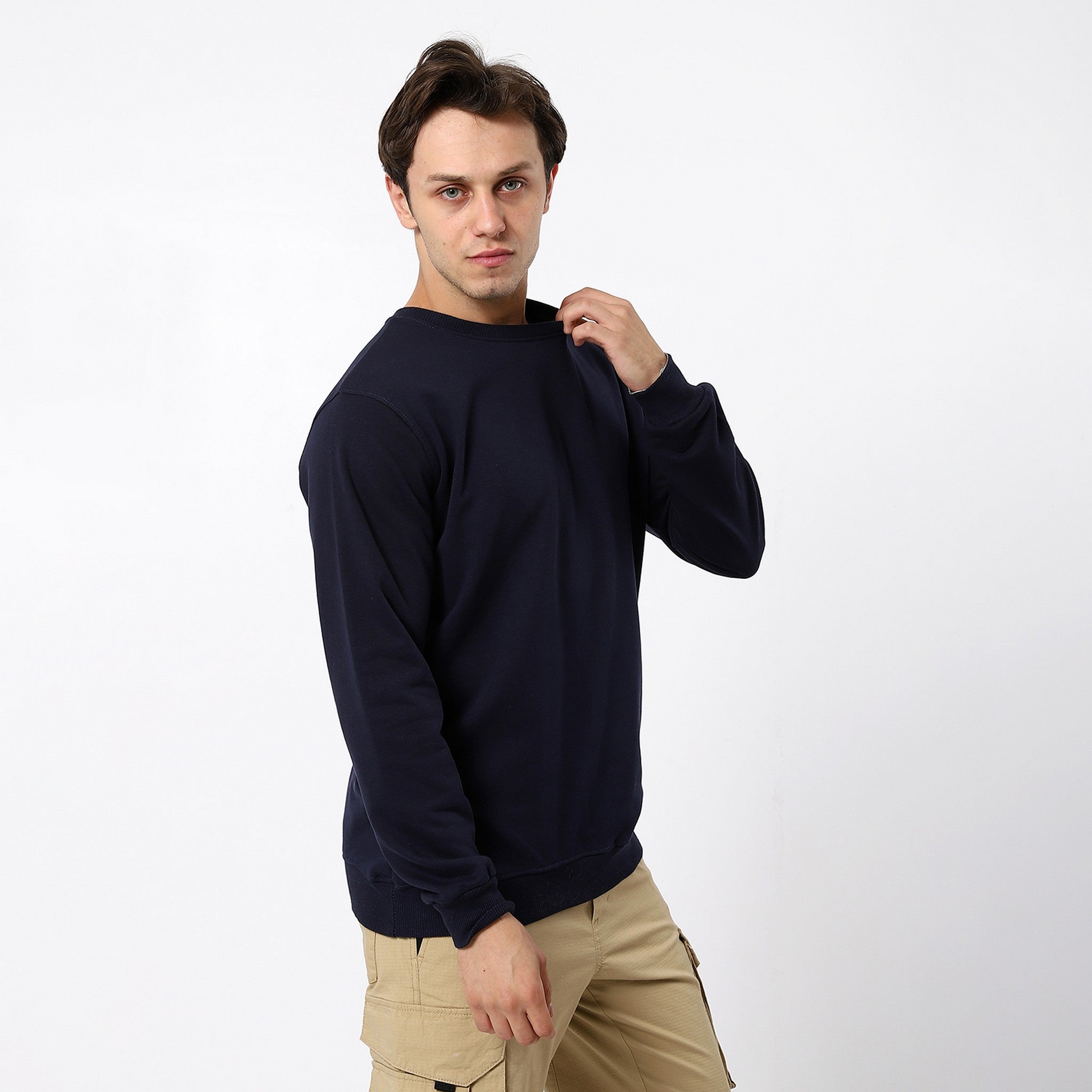 Basic Navy Blue Plain Sweatshirt