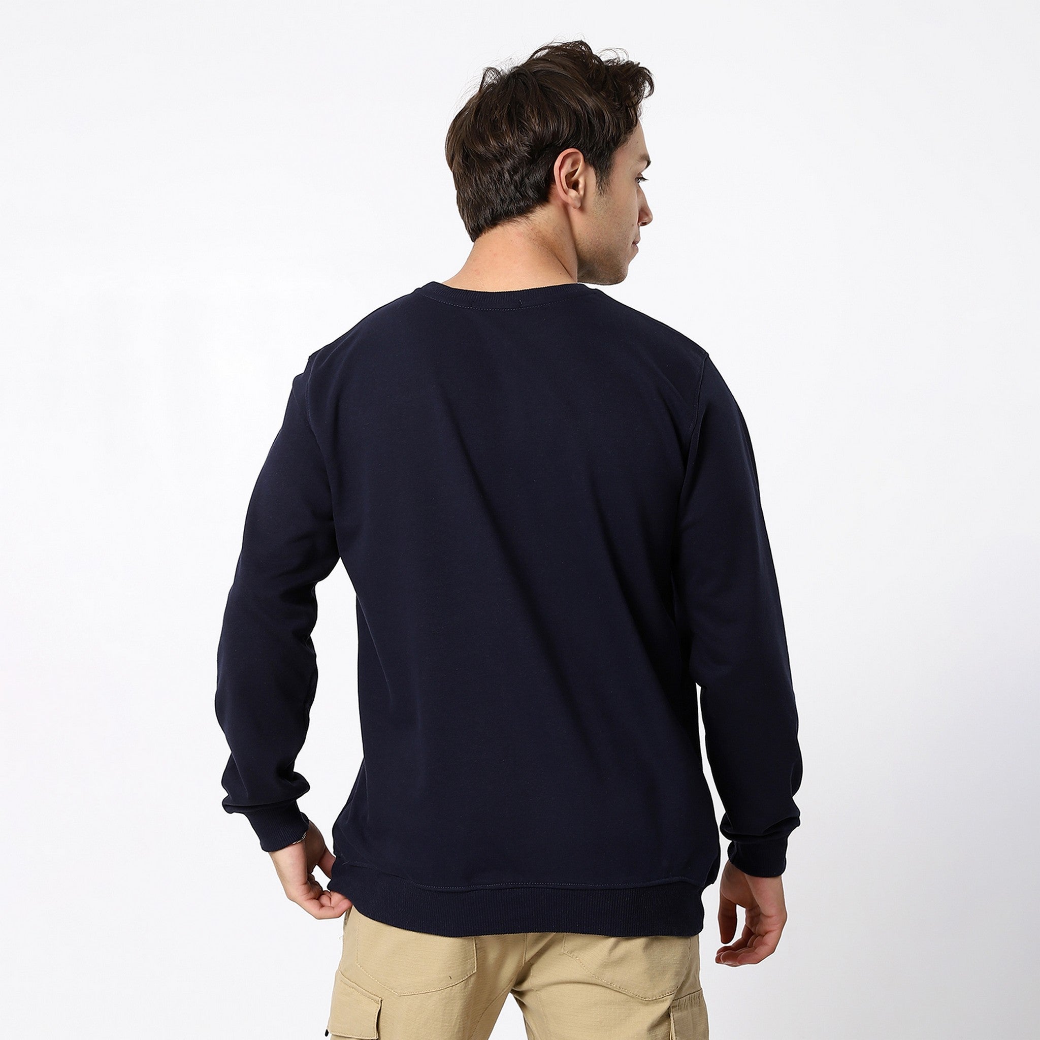 Basic Navy Blue Plain Sweatshirt