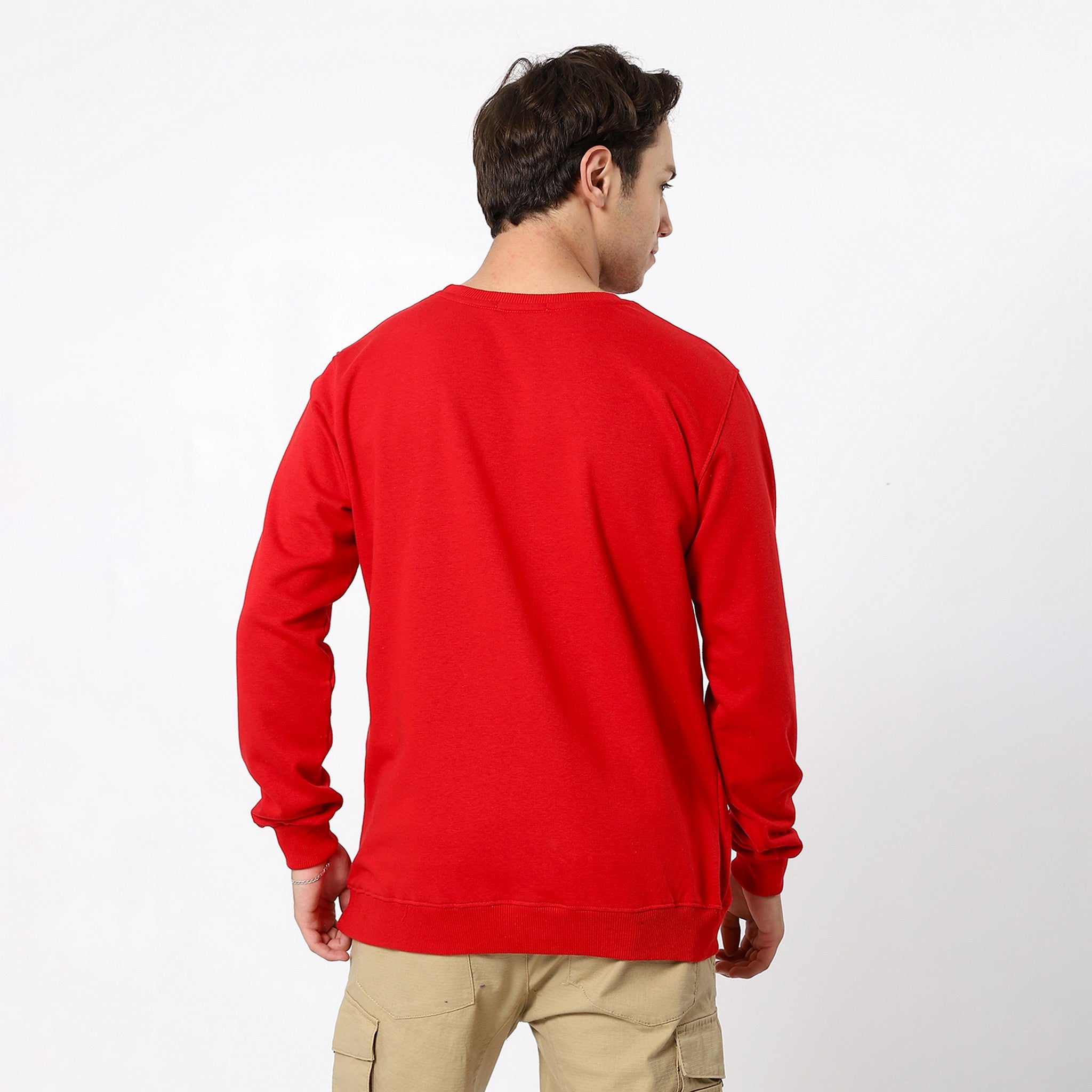 Basic Candy Red Plain Sweatshirt