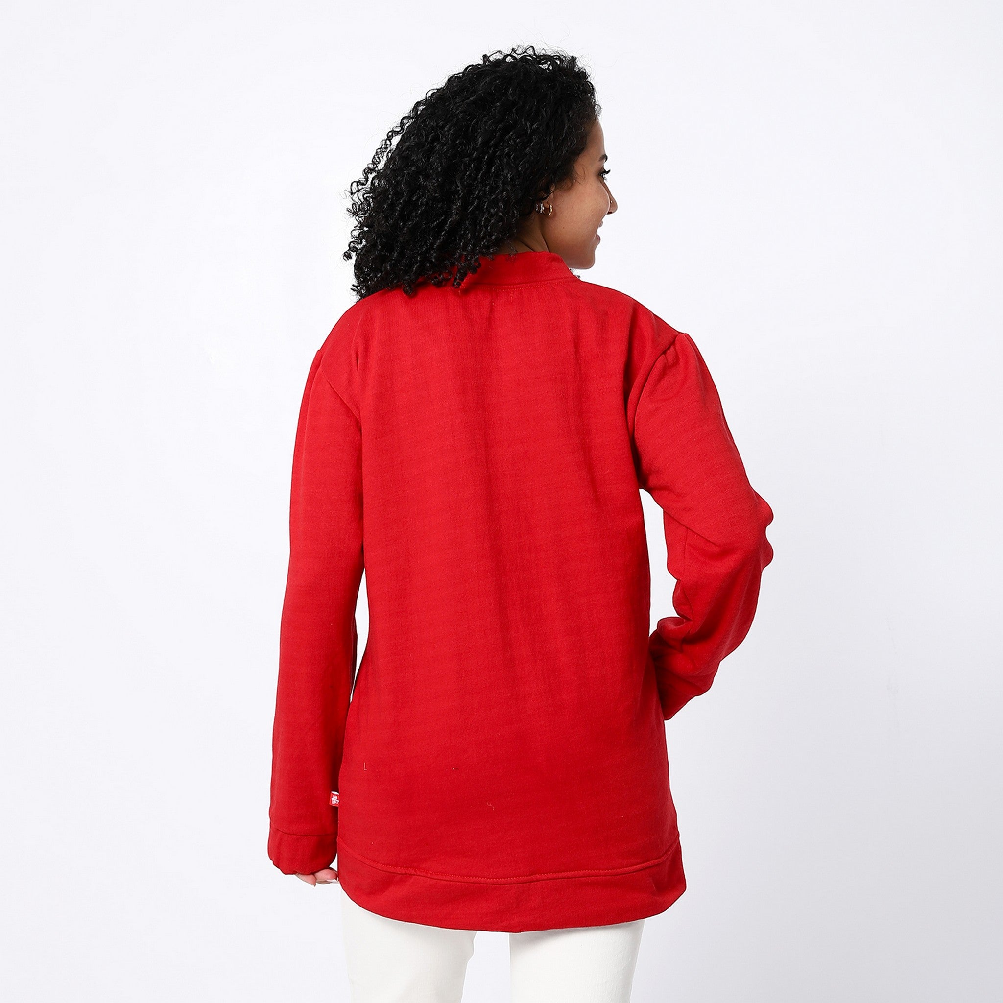 Candy Red Zipped Long Sweatshirt