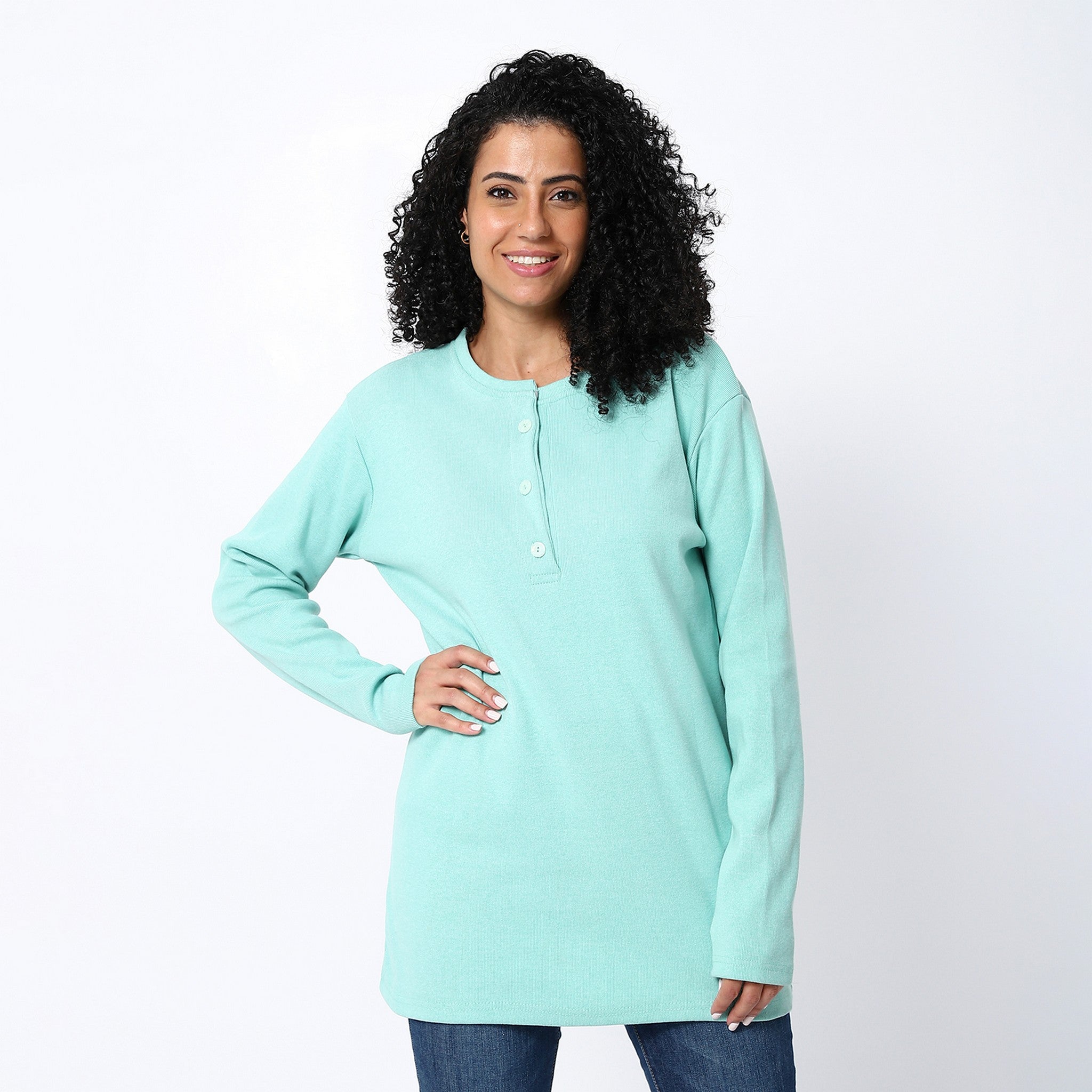 Ribbed Pattern Comfy Aqua Tees