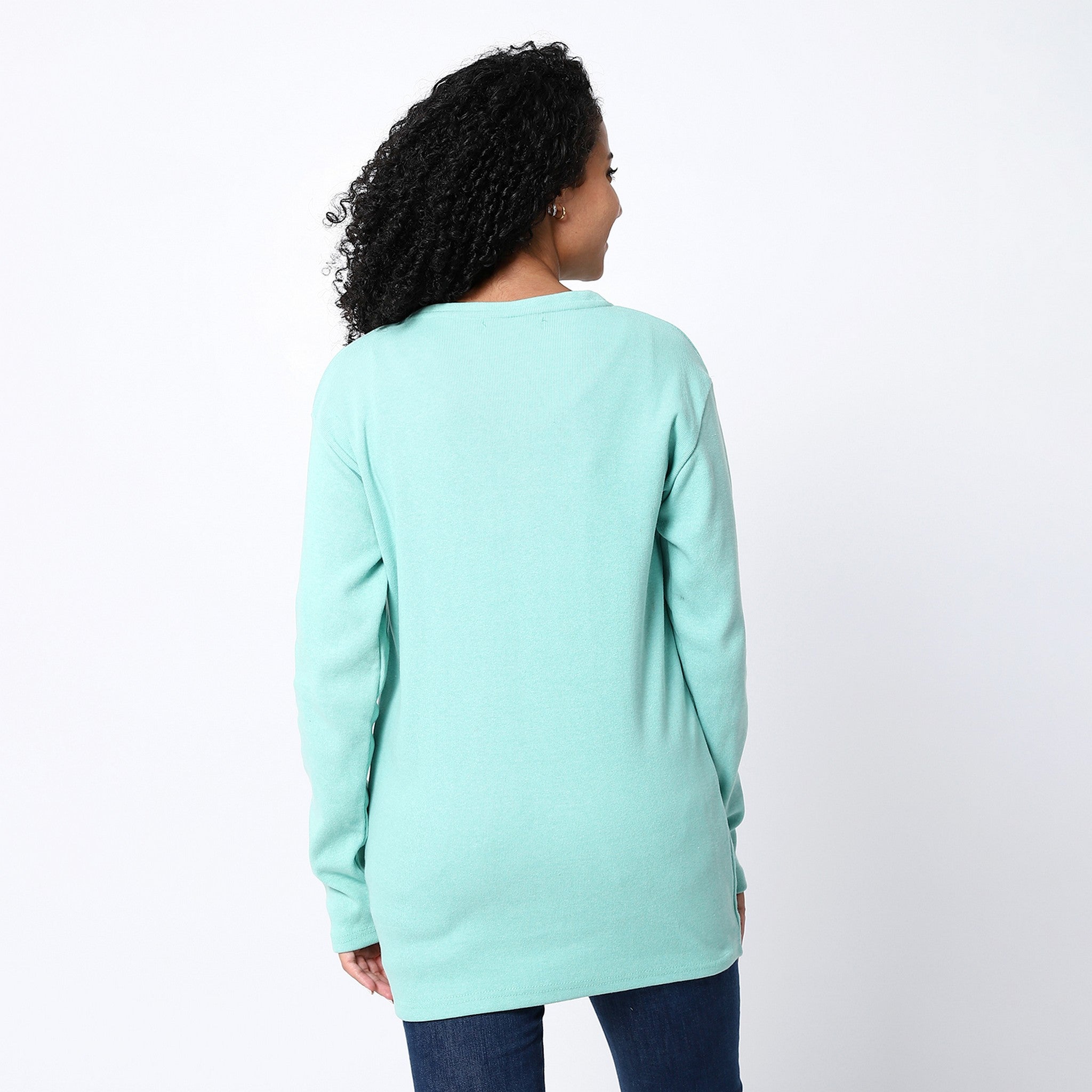 Ribbed Pattern Comfy Aqua Tees