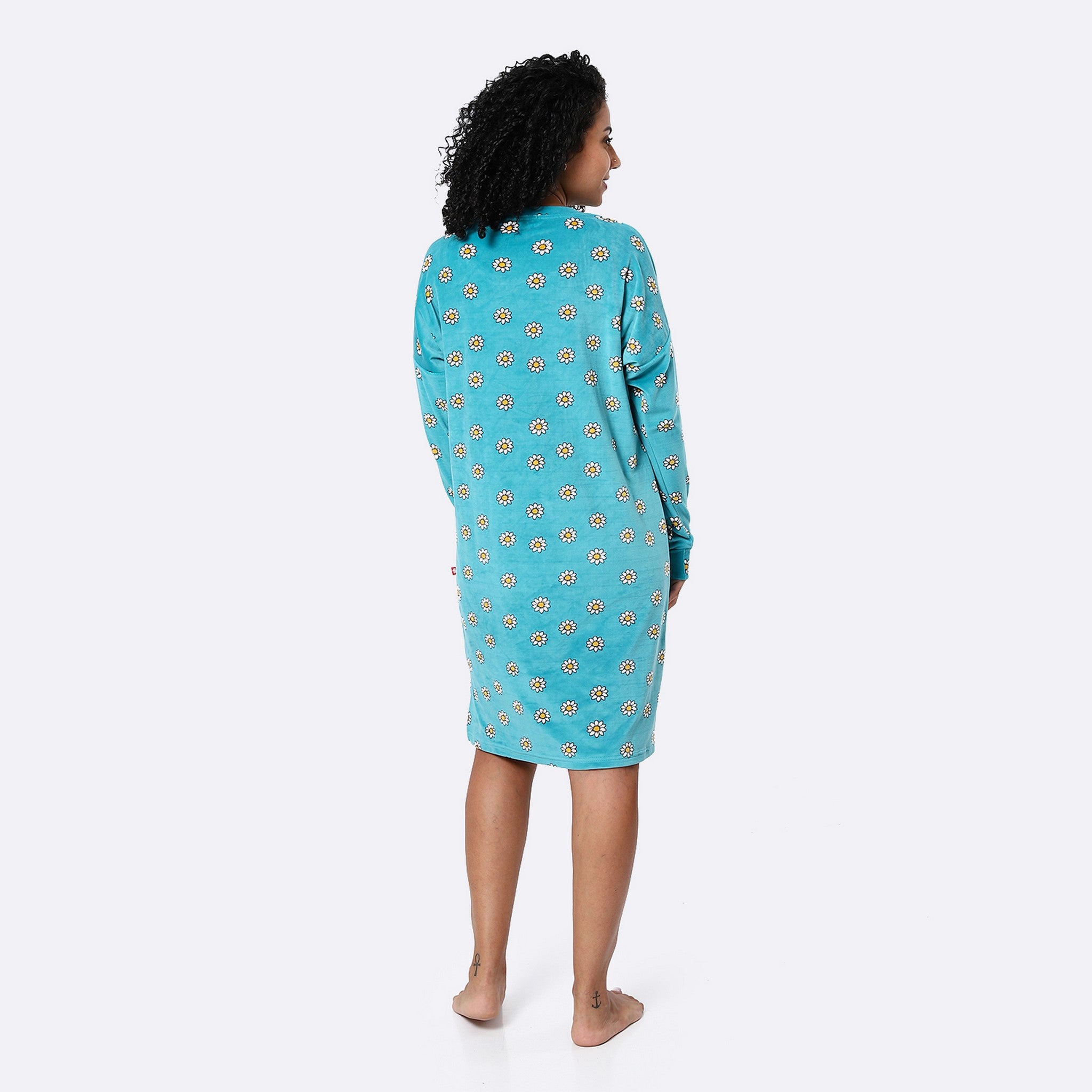 Teal Green Self Printed Sleepshirt