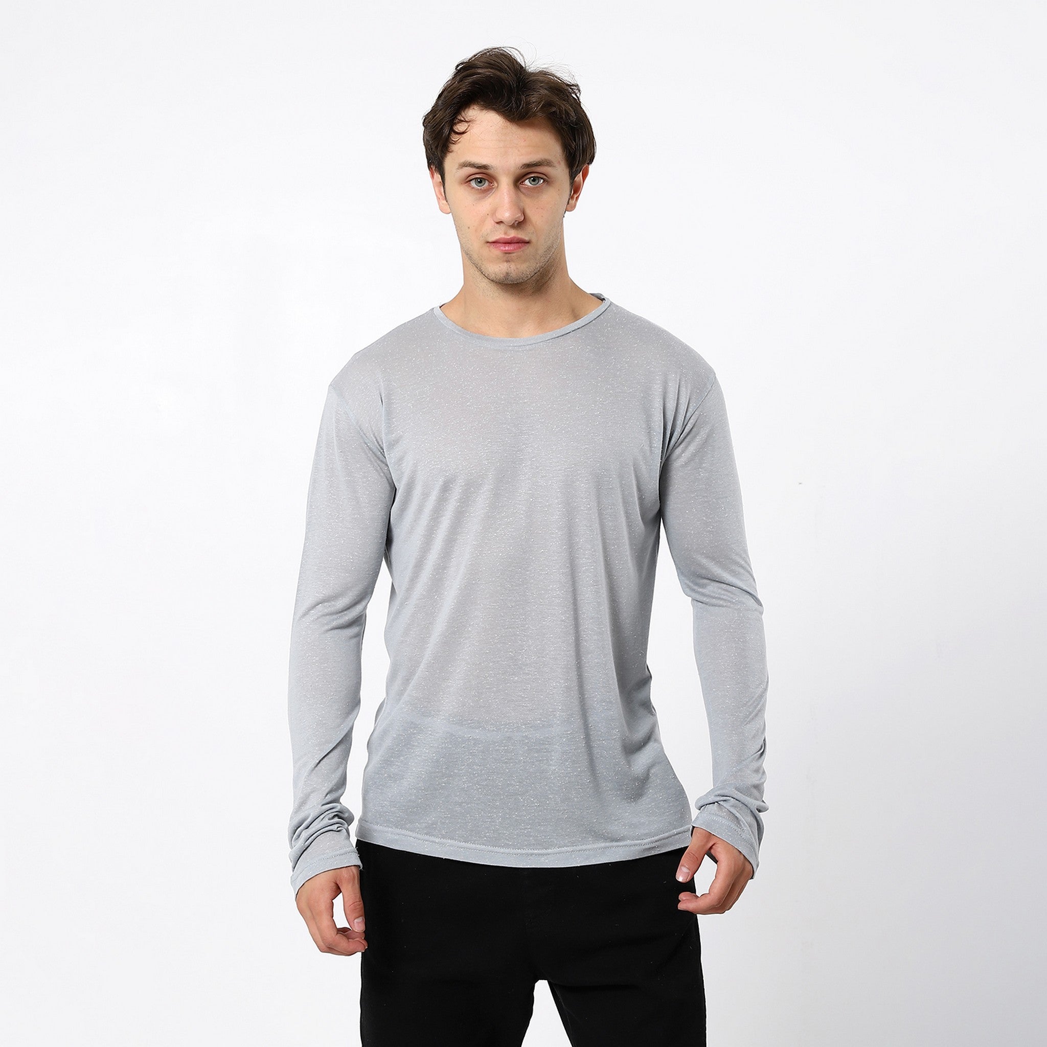 Heather Fossil Grey Long Sleeves Tees