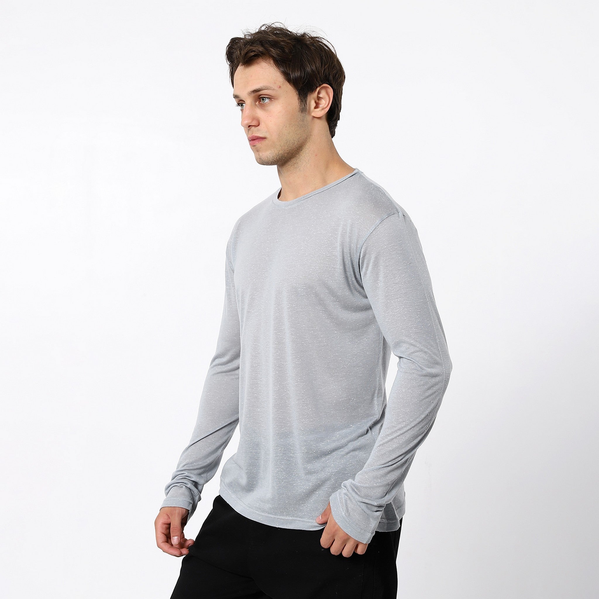 Heather Fossil Grey Long Sleeves Tees