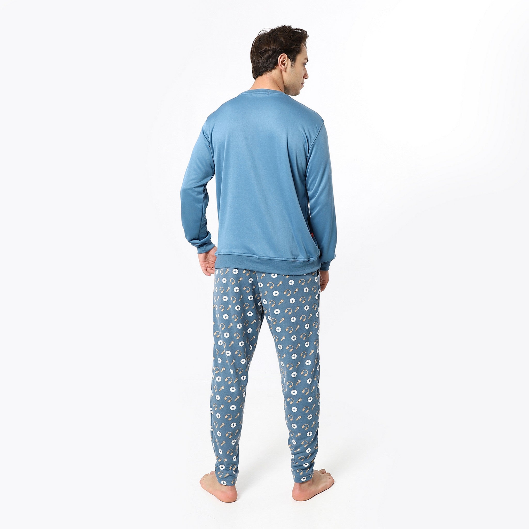 Steel Blue Multi-Patterned Pajama Set