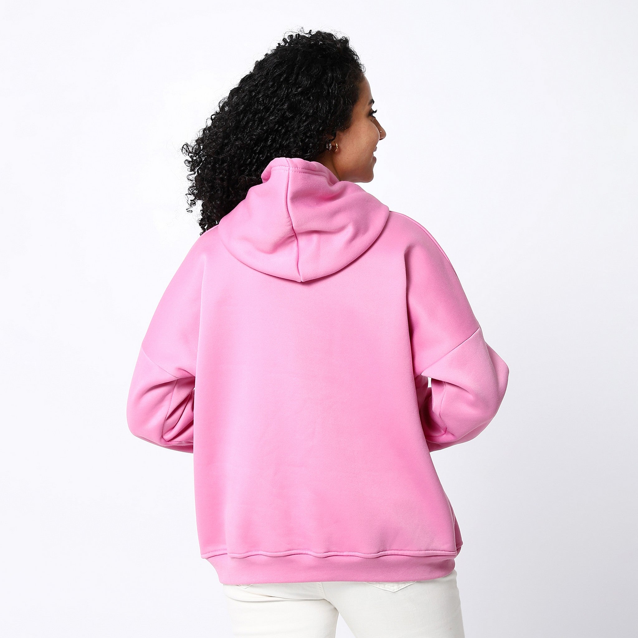 Punch Pink Plain Long Hoodie