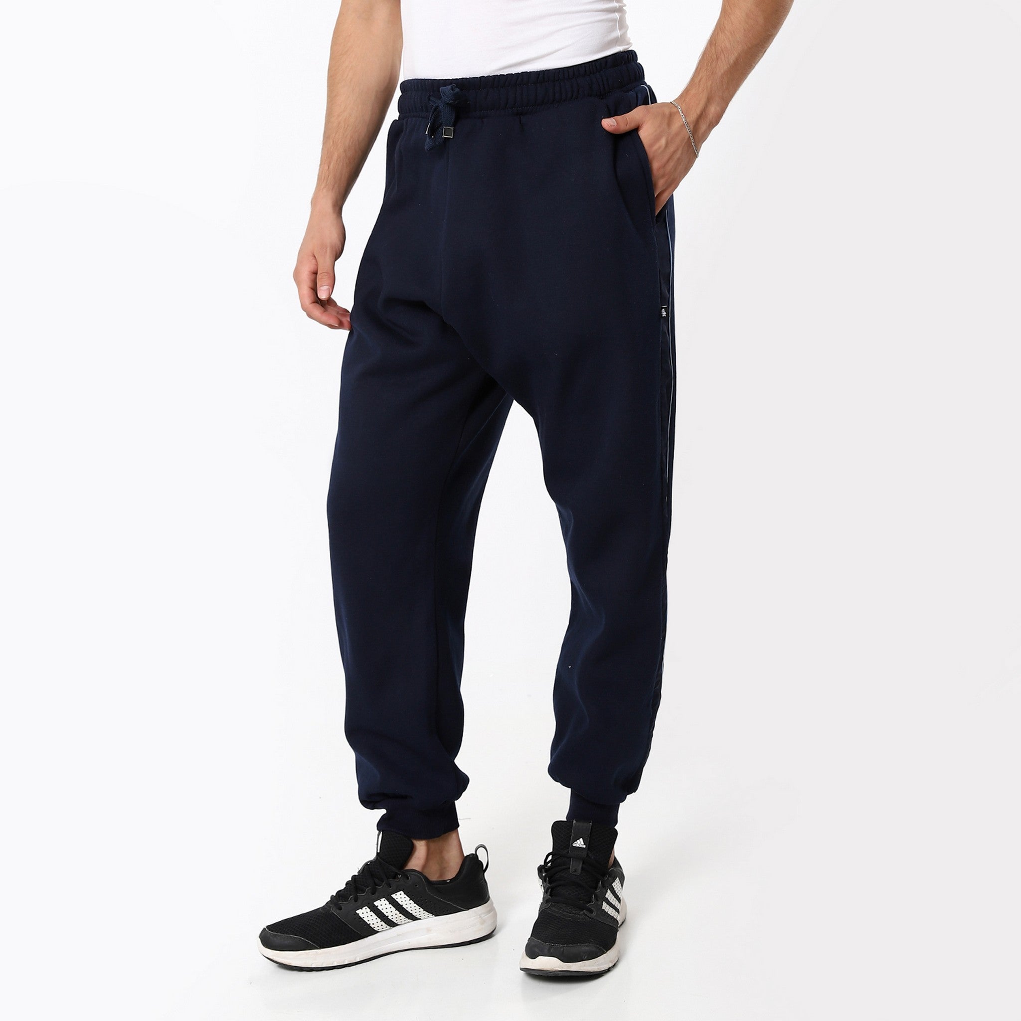 Navy Blue Plain Active Trackpants