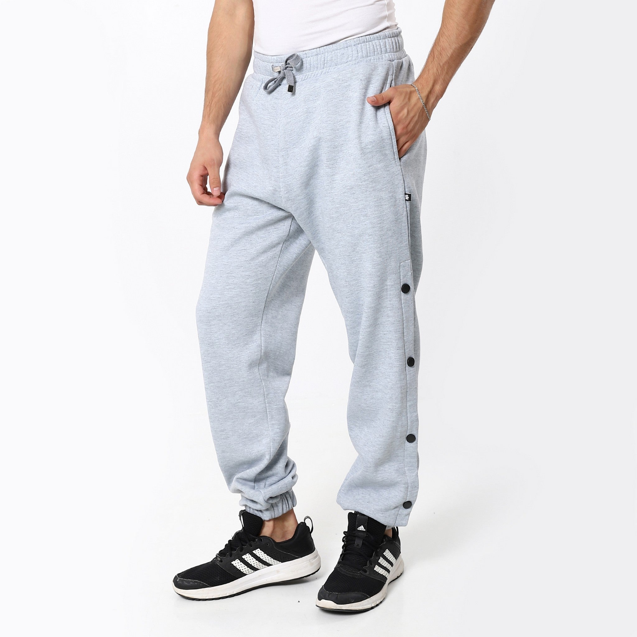 Coin Grey Trackpants With Sided Decorated Studs