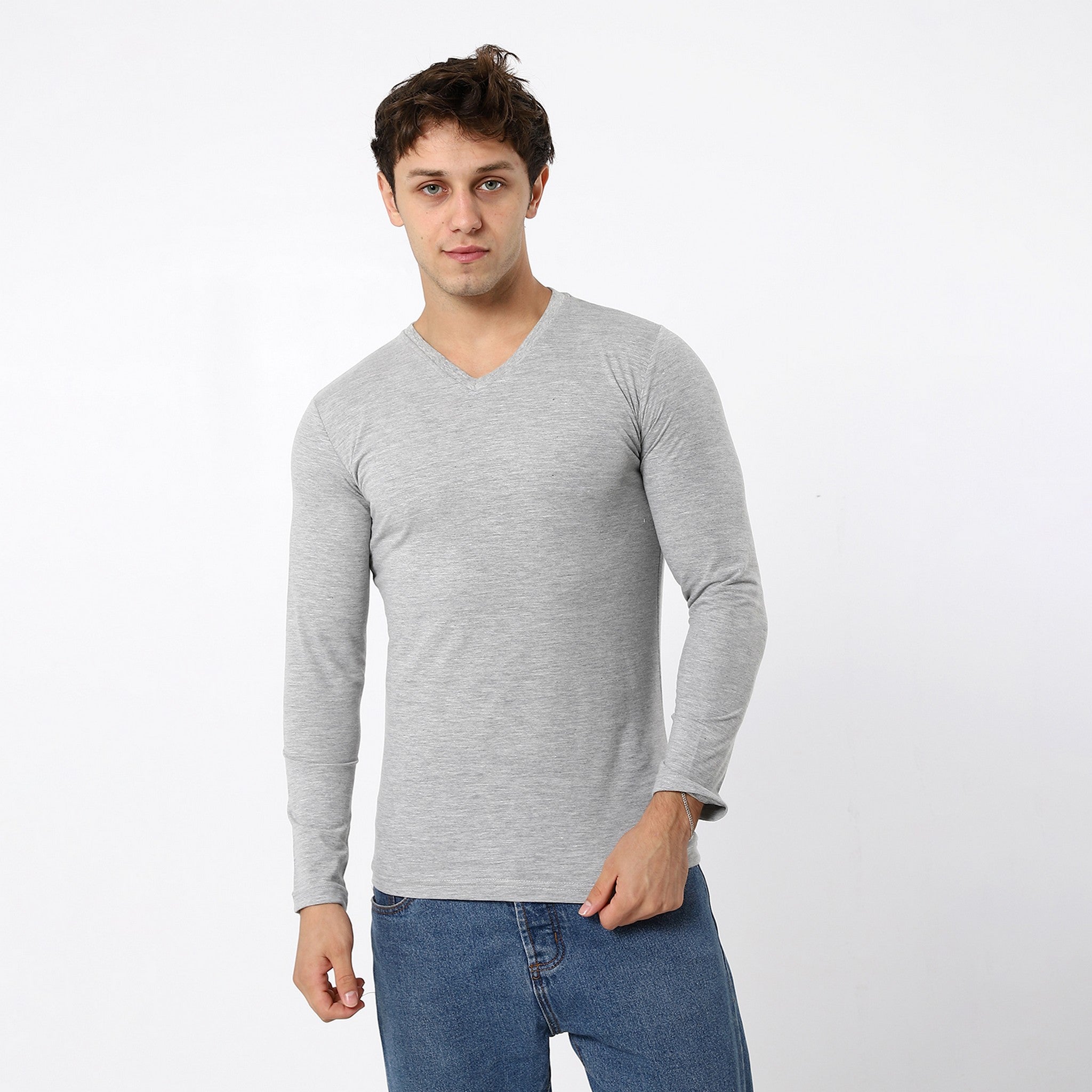 Heather Coin Grey V-Neck Tees