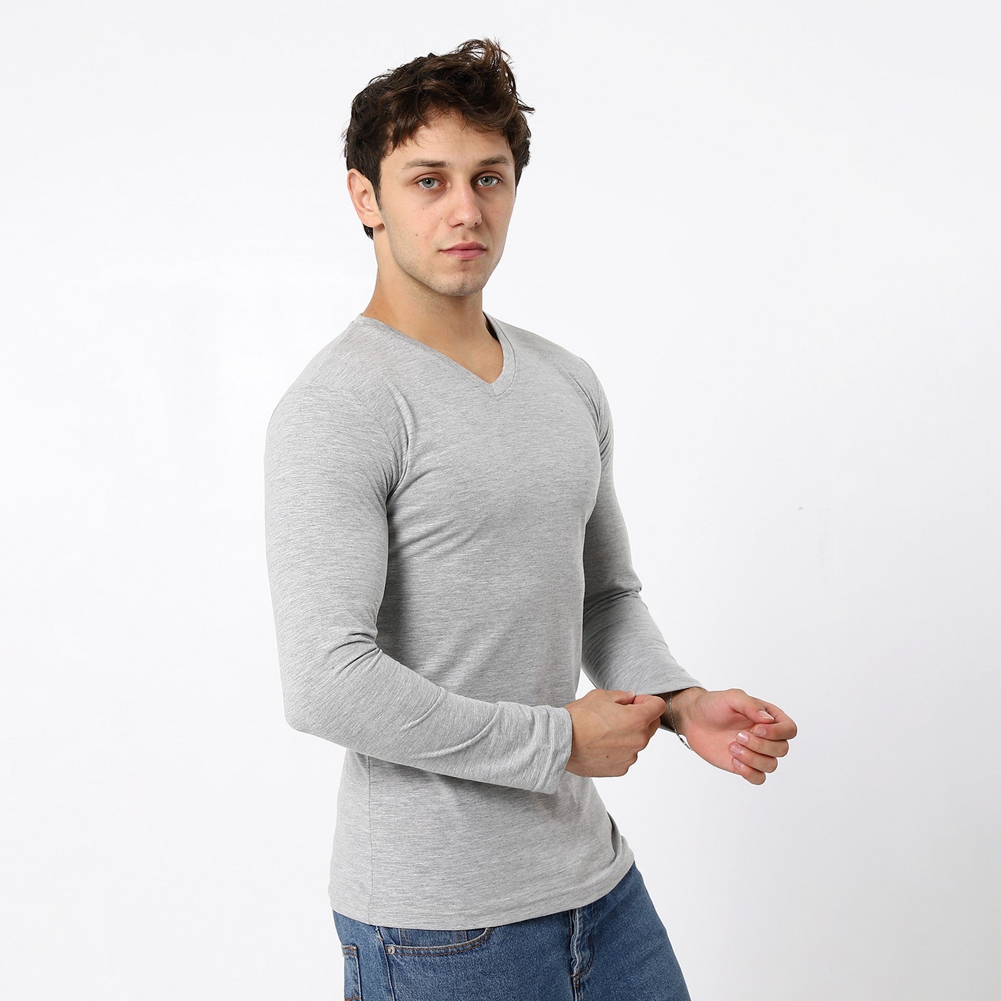 Heather Coin Grey V-Neck Tees