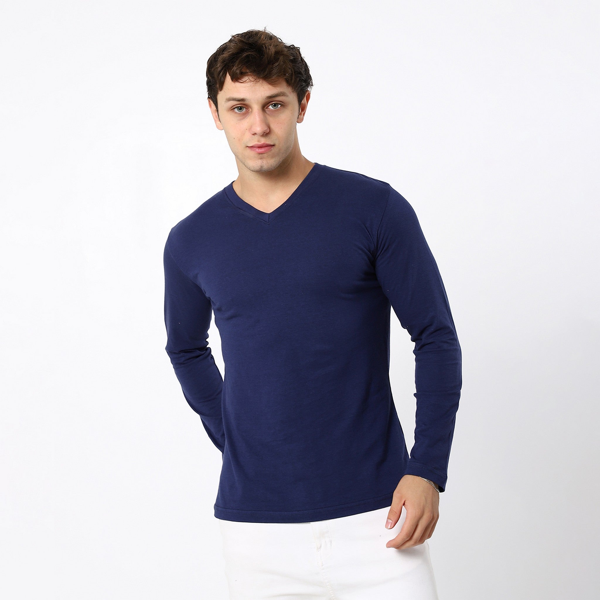 Navy Blue Basic V-Neck Tees