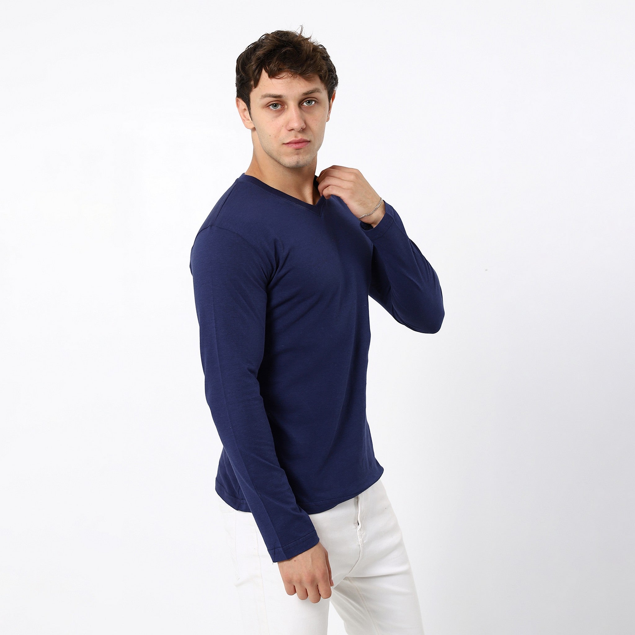 Navy Blue Basic V-Neck Tees