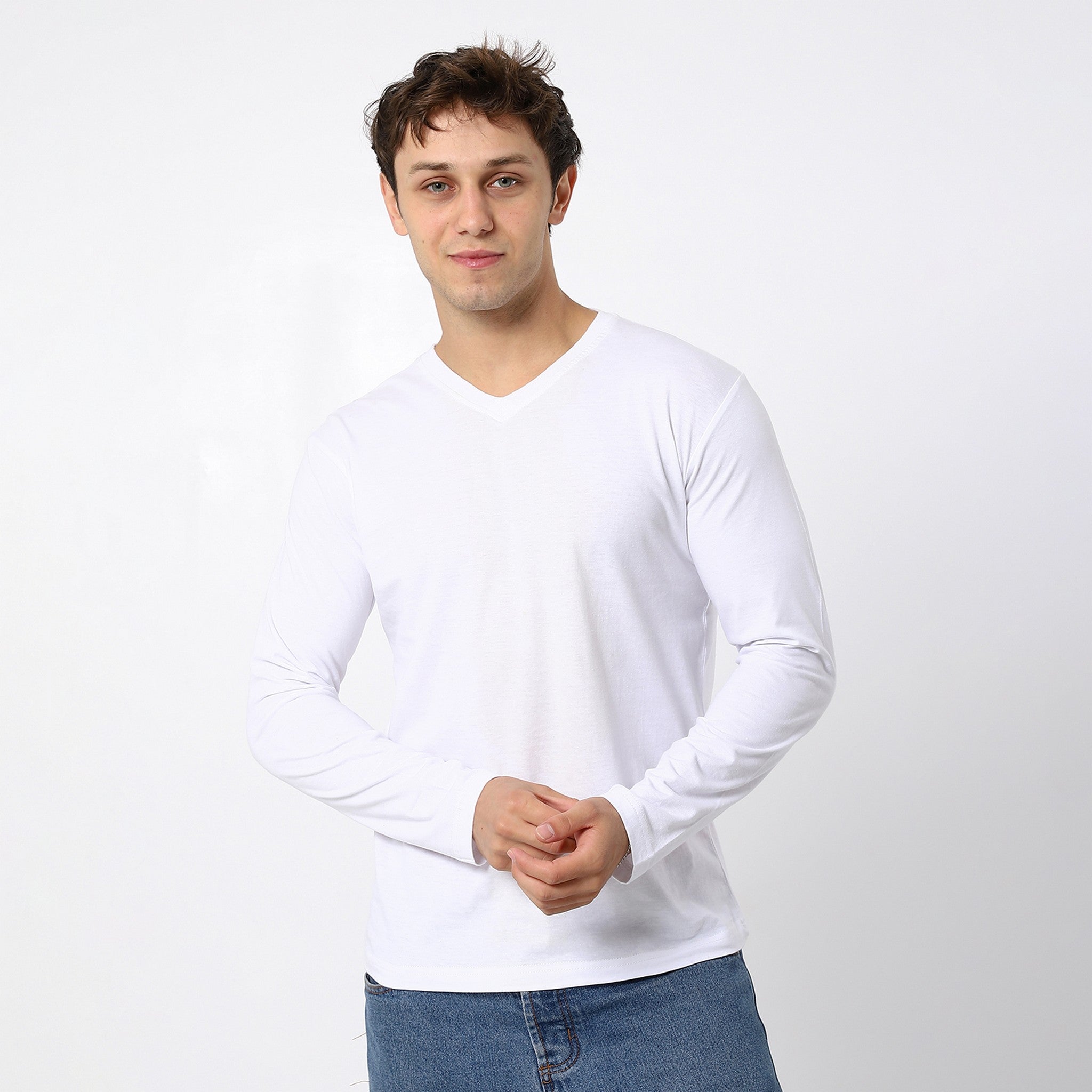 Bright White Basic V-Neck Tees