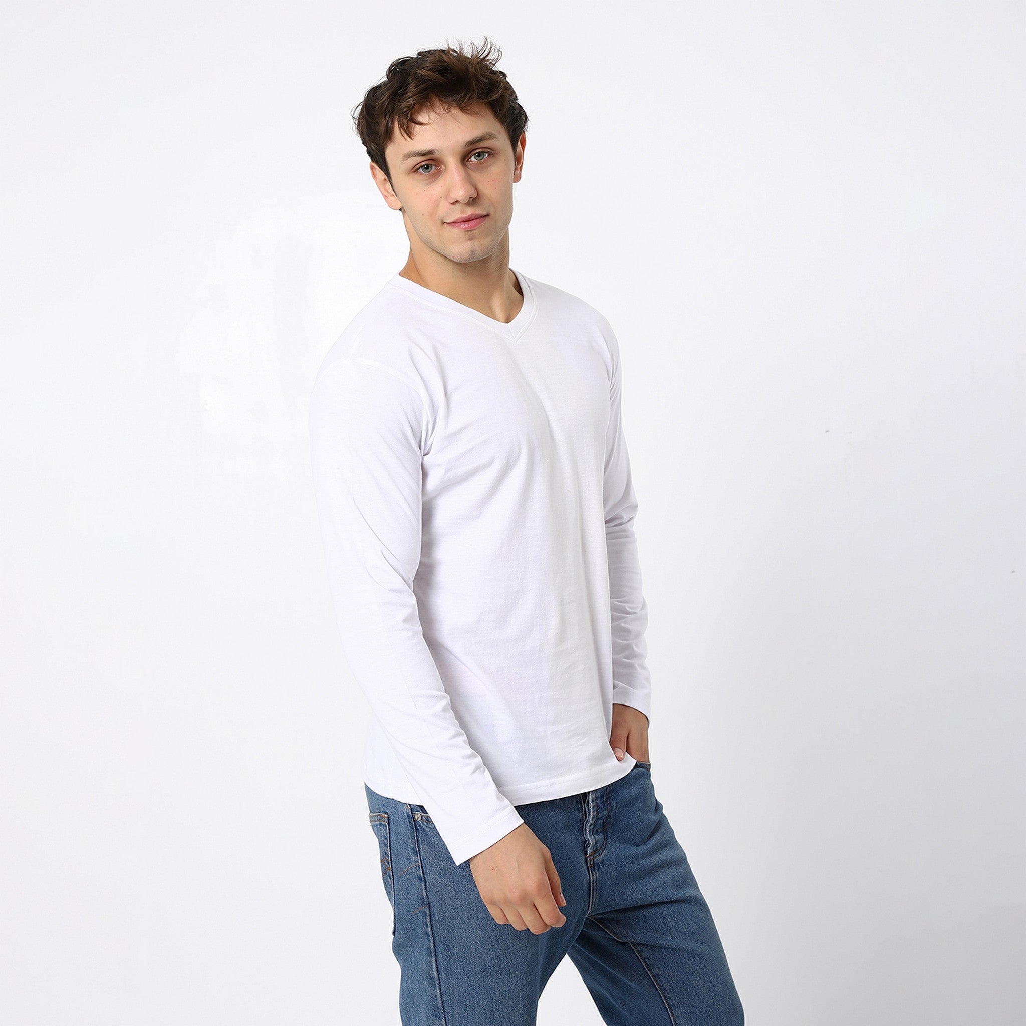 Bright White Basic V-Neck Tees