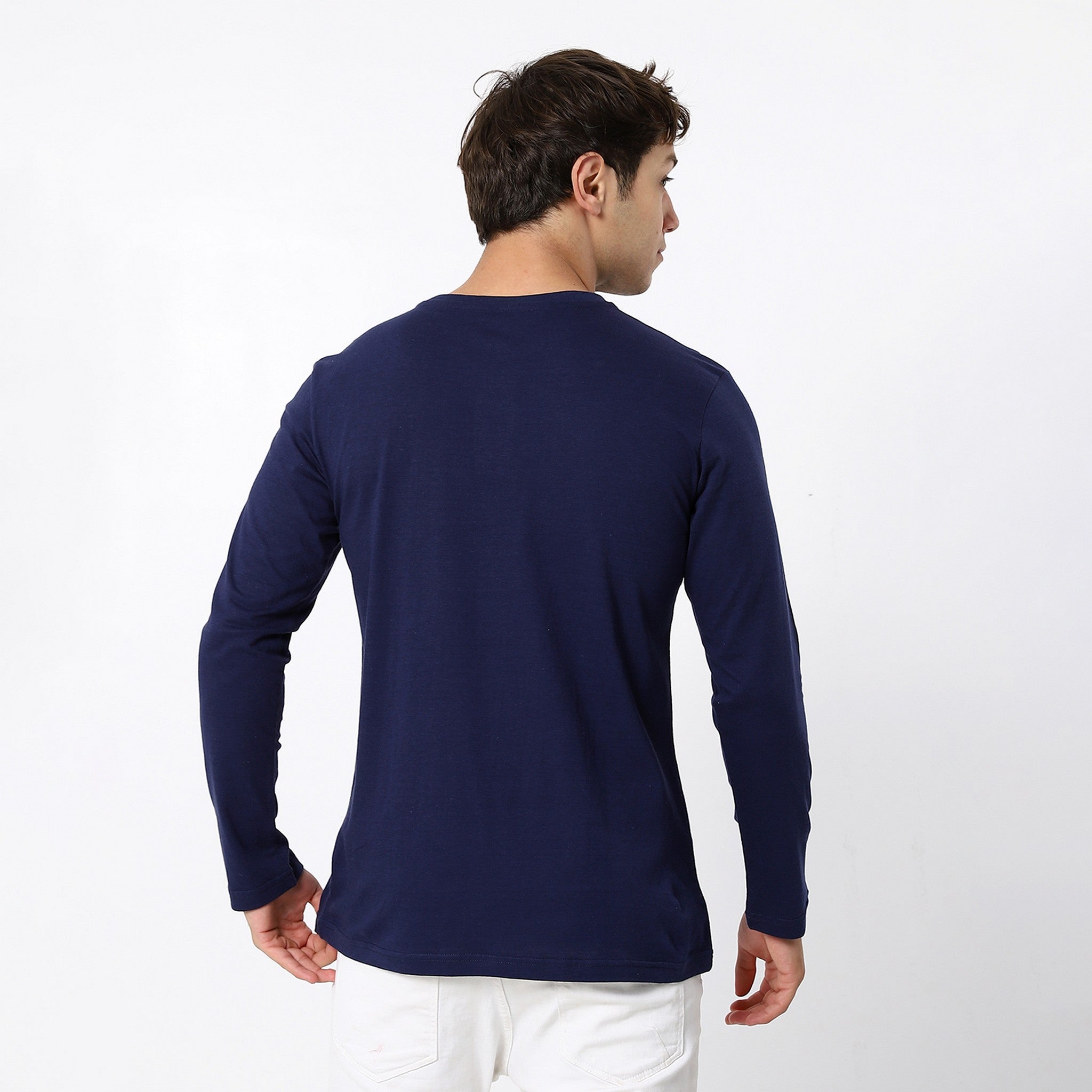 Basic Plain Seasonal Navy Blue T-shirt