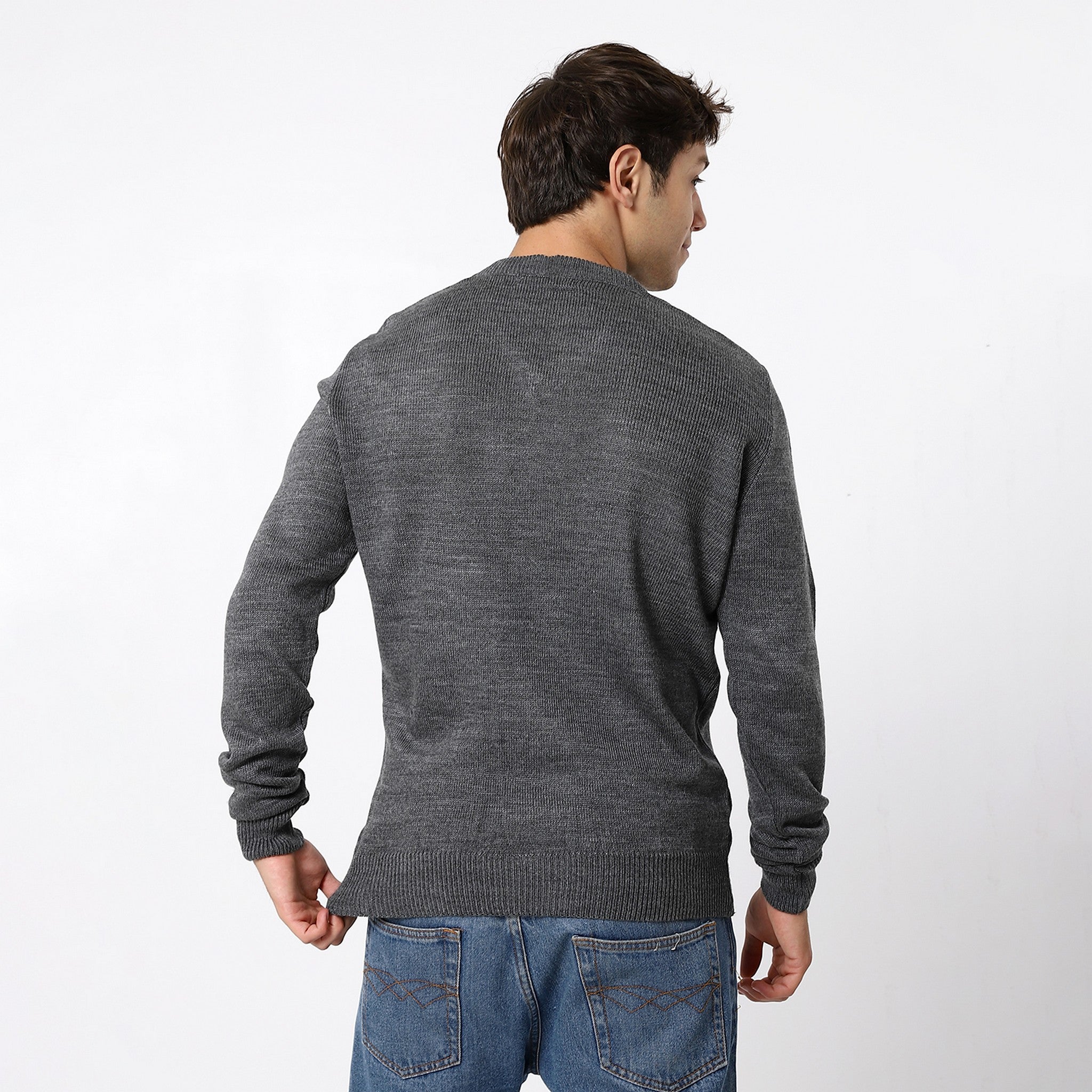 V-Neck Heather Fossil Grey Pullover