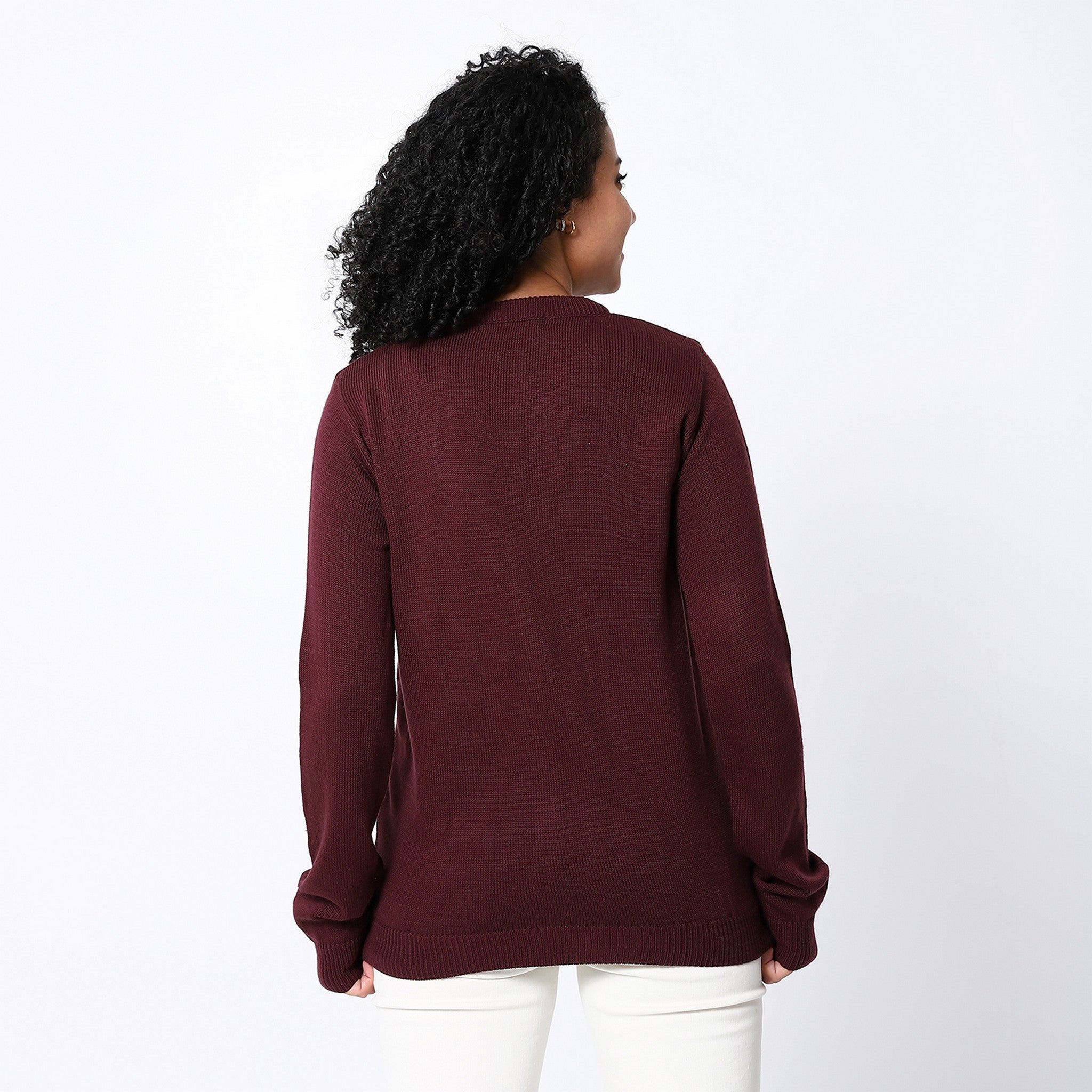 Burnet Red Ribbed Plain Cardigan