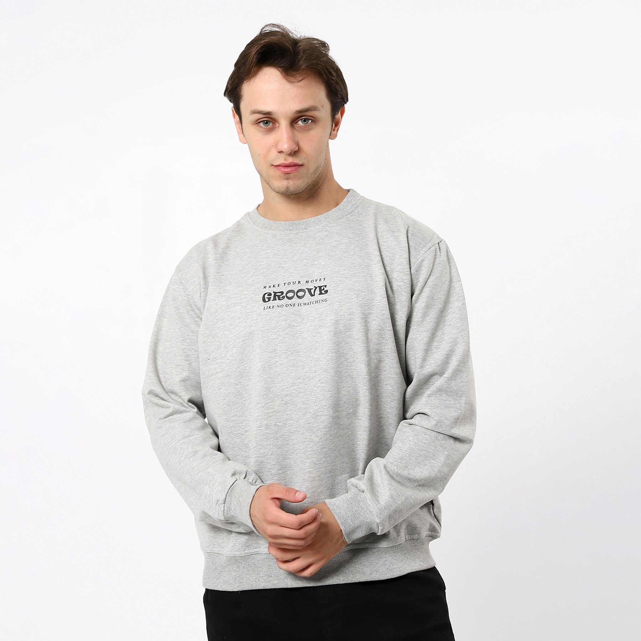 Printed Comfy Heather Coin Grey Sweatshirt