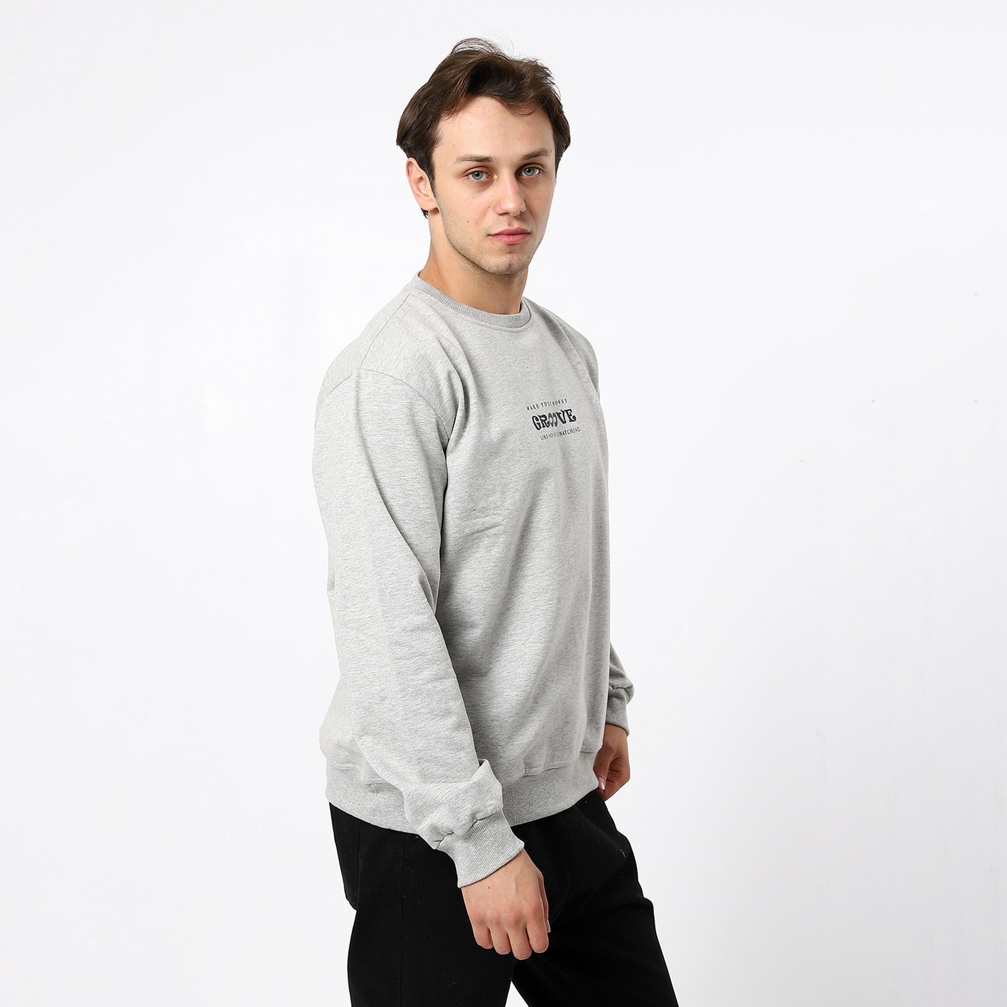 Printed Comfy Heather Coin Grey Sweatshirt