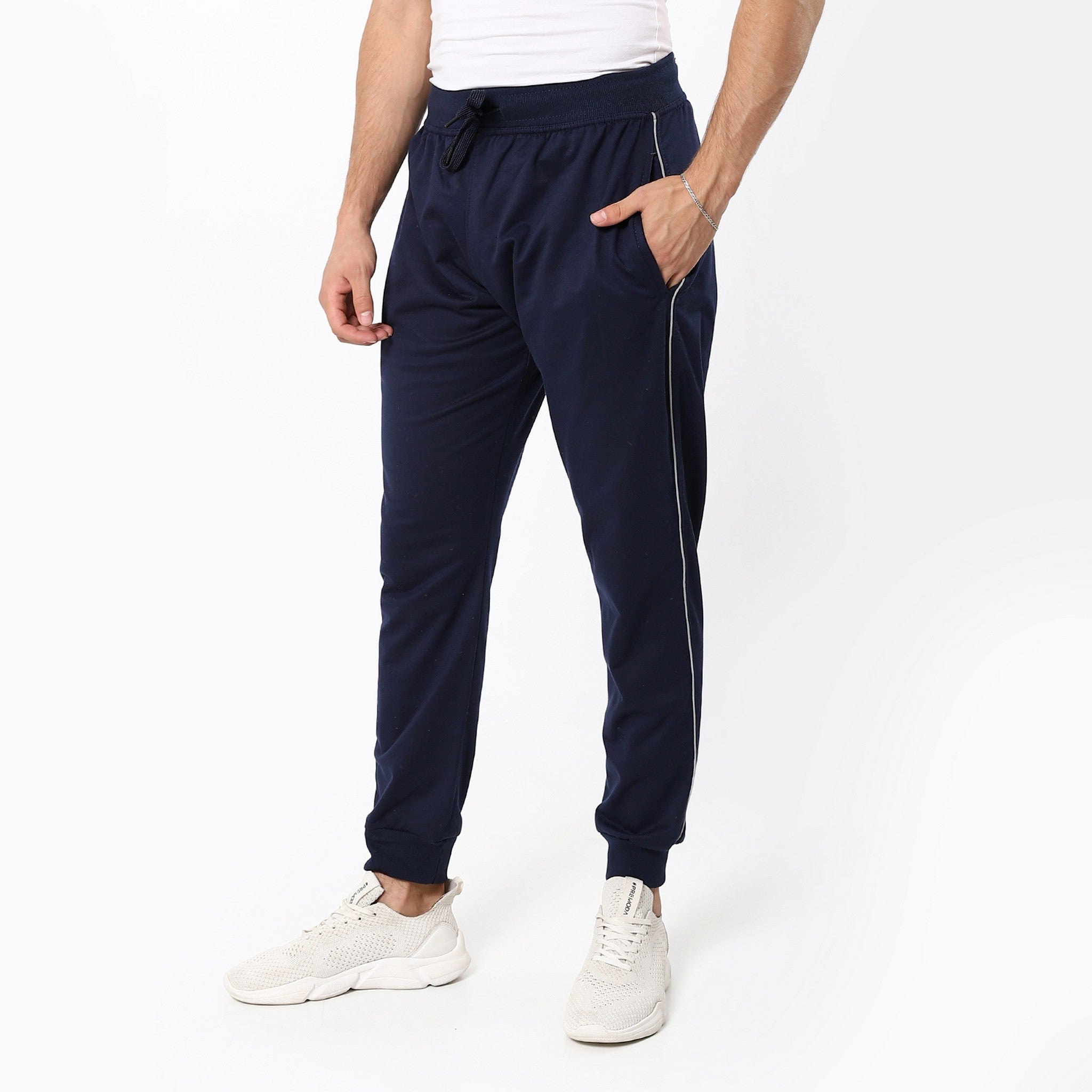 Plain Navy Blue Slim Active Joggers