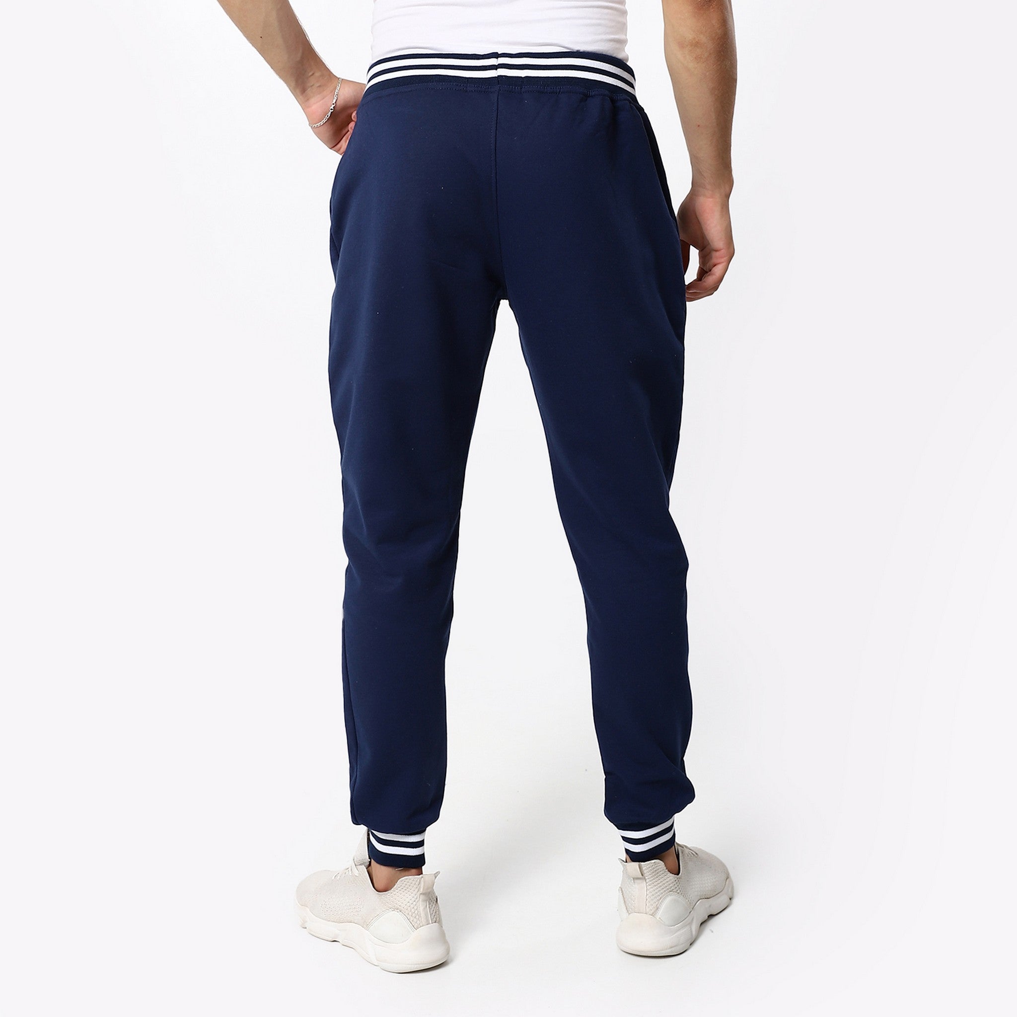 Elastic Navy Blue Track Joggers