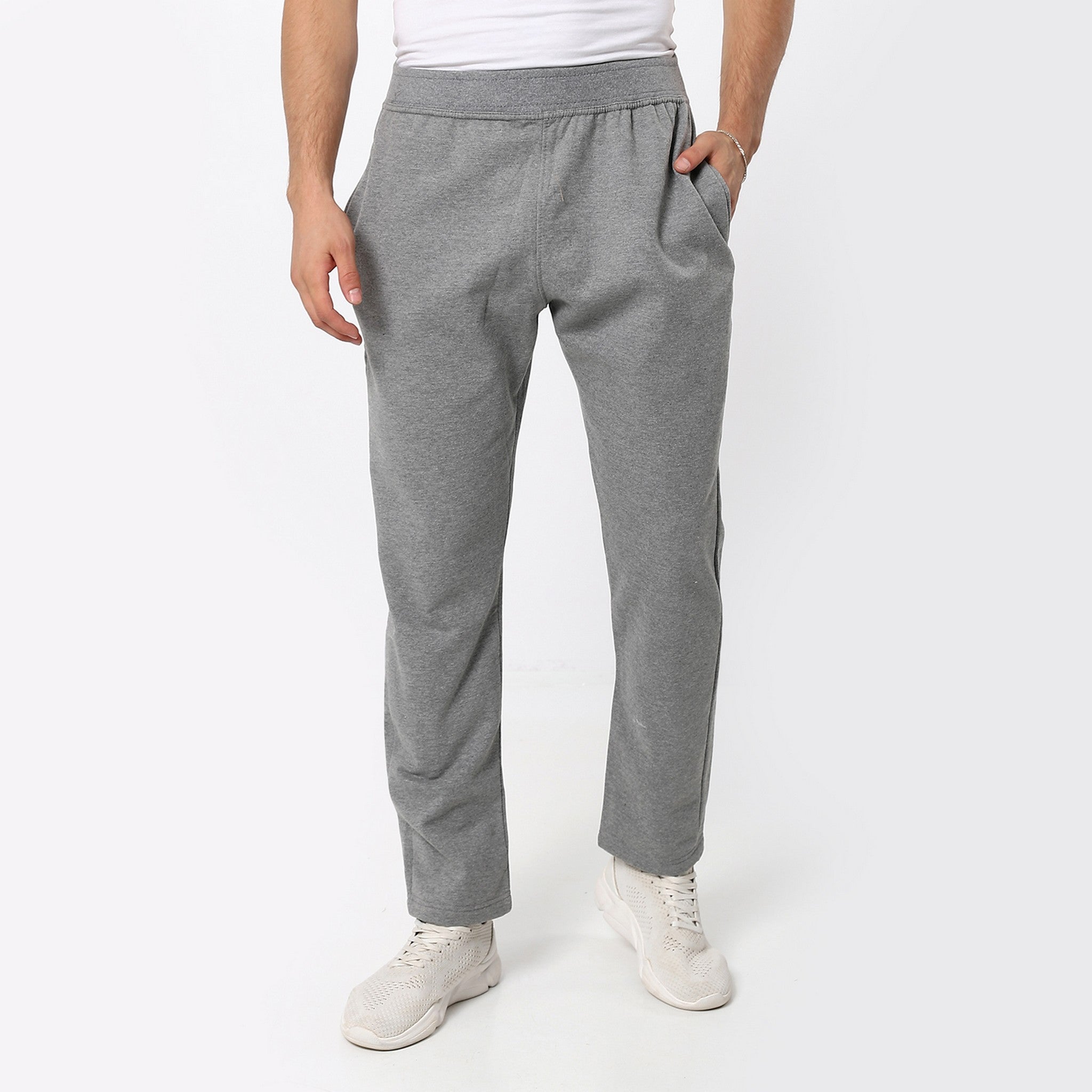 Elastic Waist Fossil Grey Trendy Pants