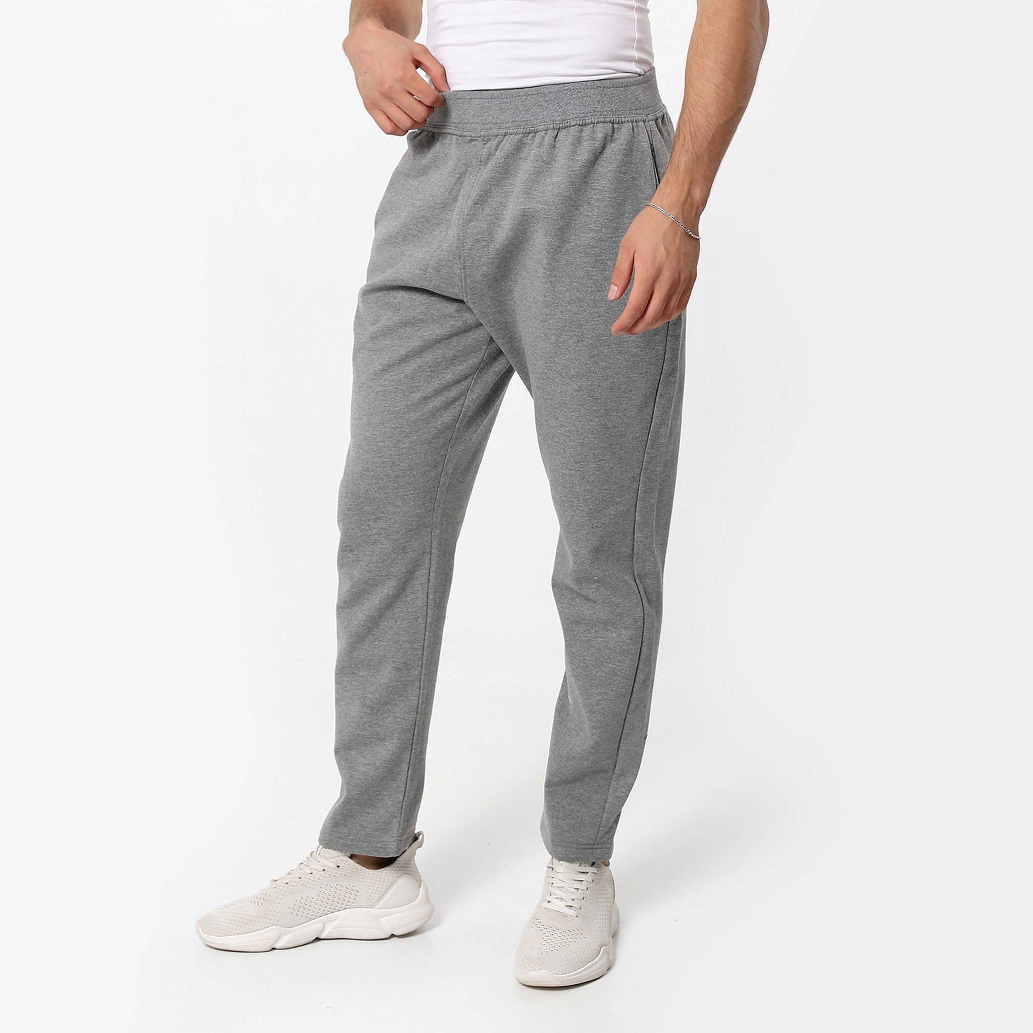 Elastic Waist Fossil Grey Trendy Pants