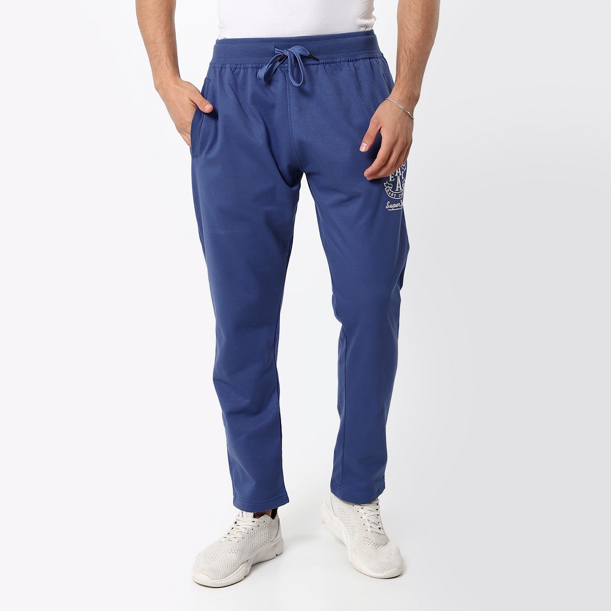 Steel Blue Elastic Trendy Sweatpants