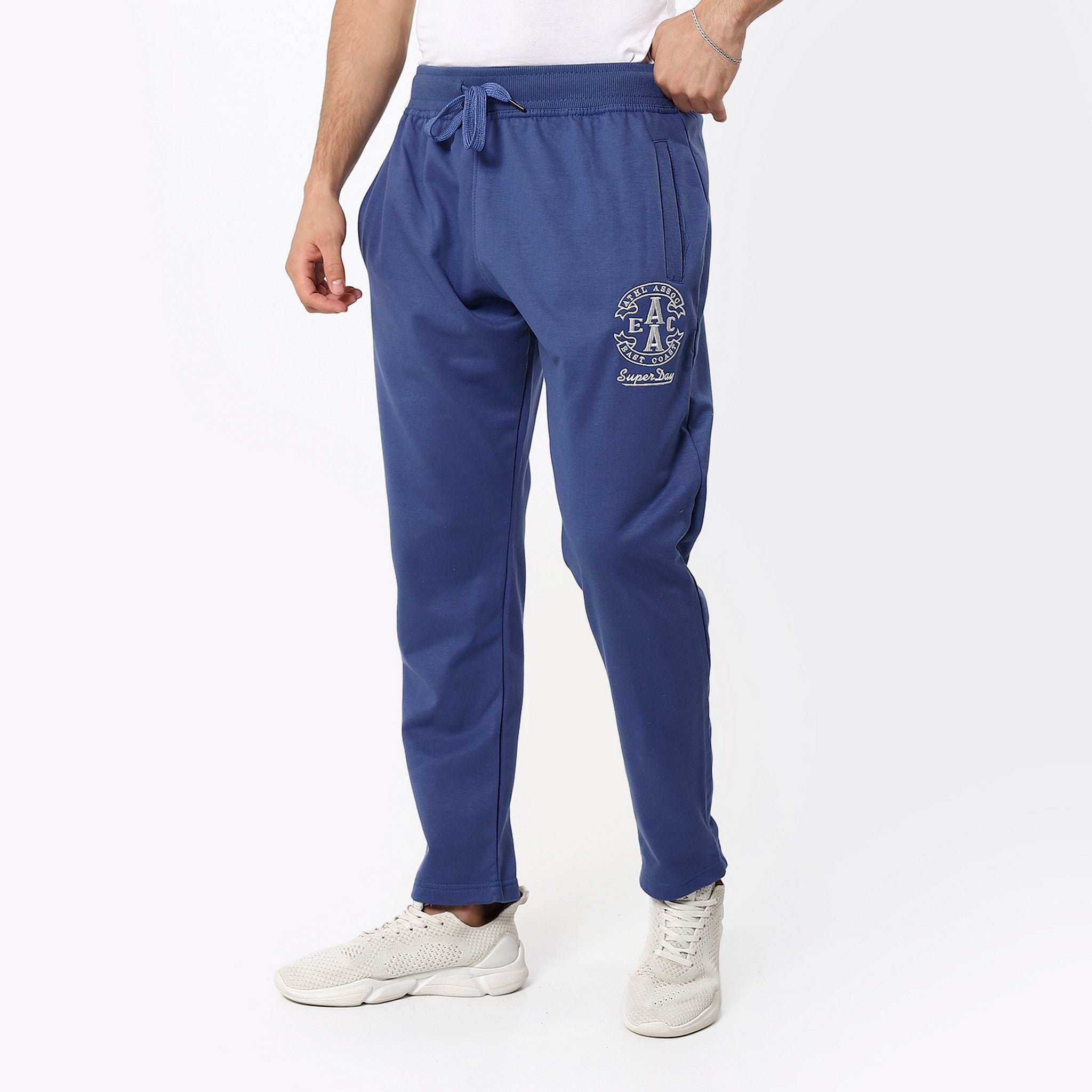 Steel Blue Elastic Trendy Sweatpants