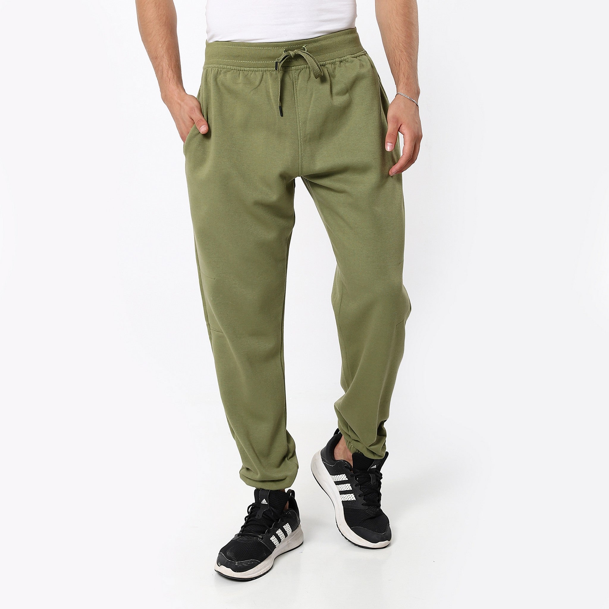 Plain Elastic Comfy Olive Sweatpants