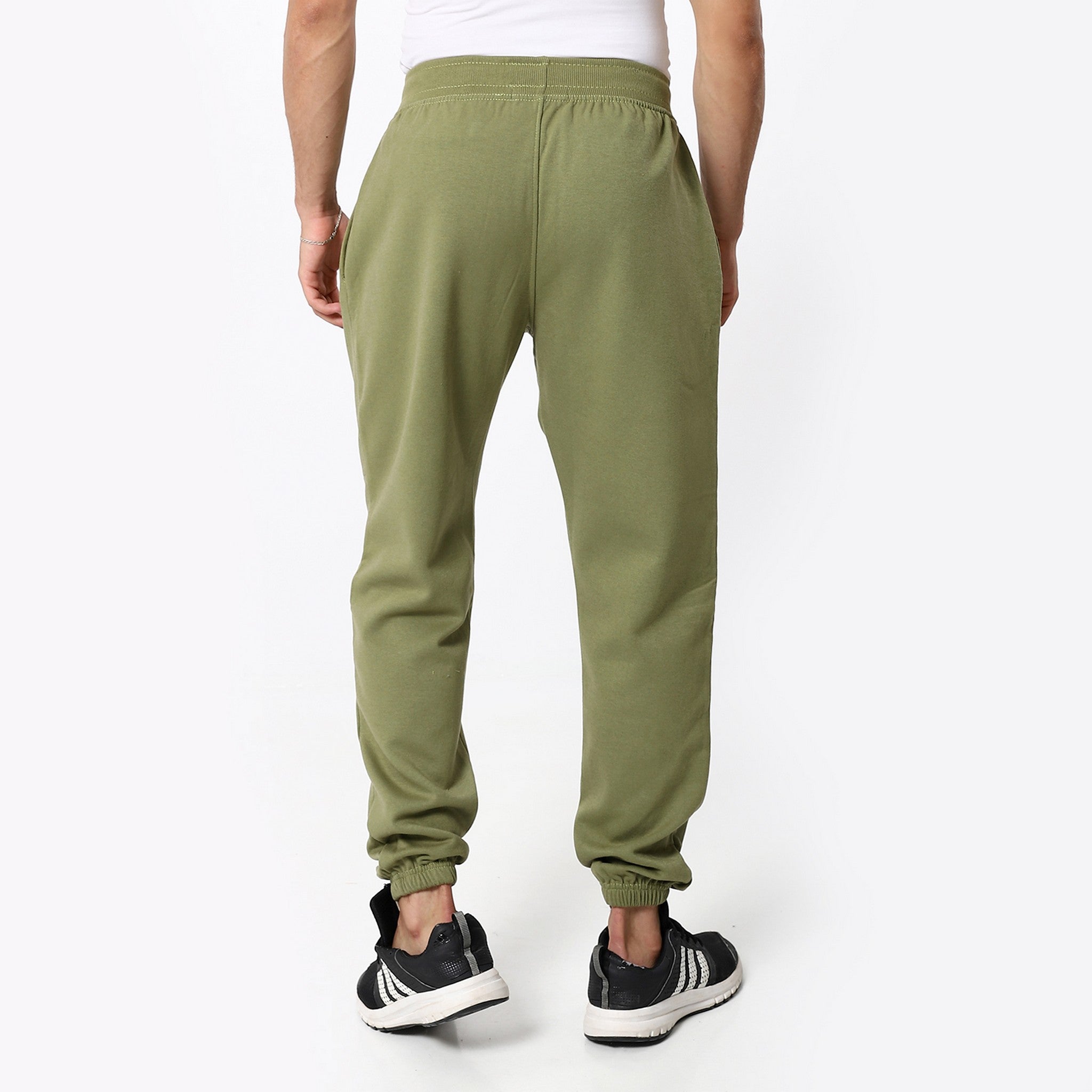 Plain Elastic Comfy Olive Sweatpants