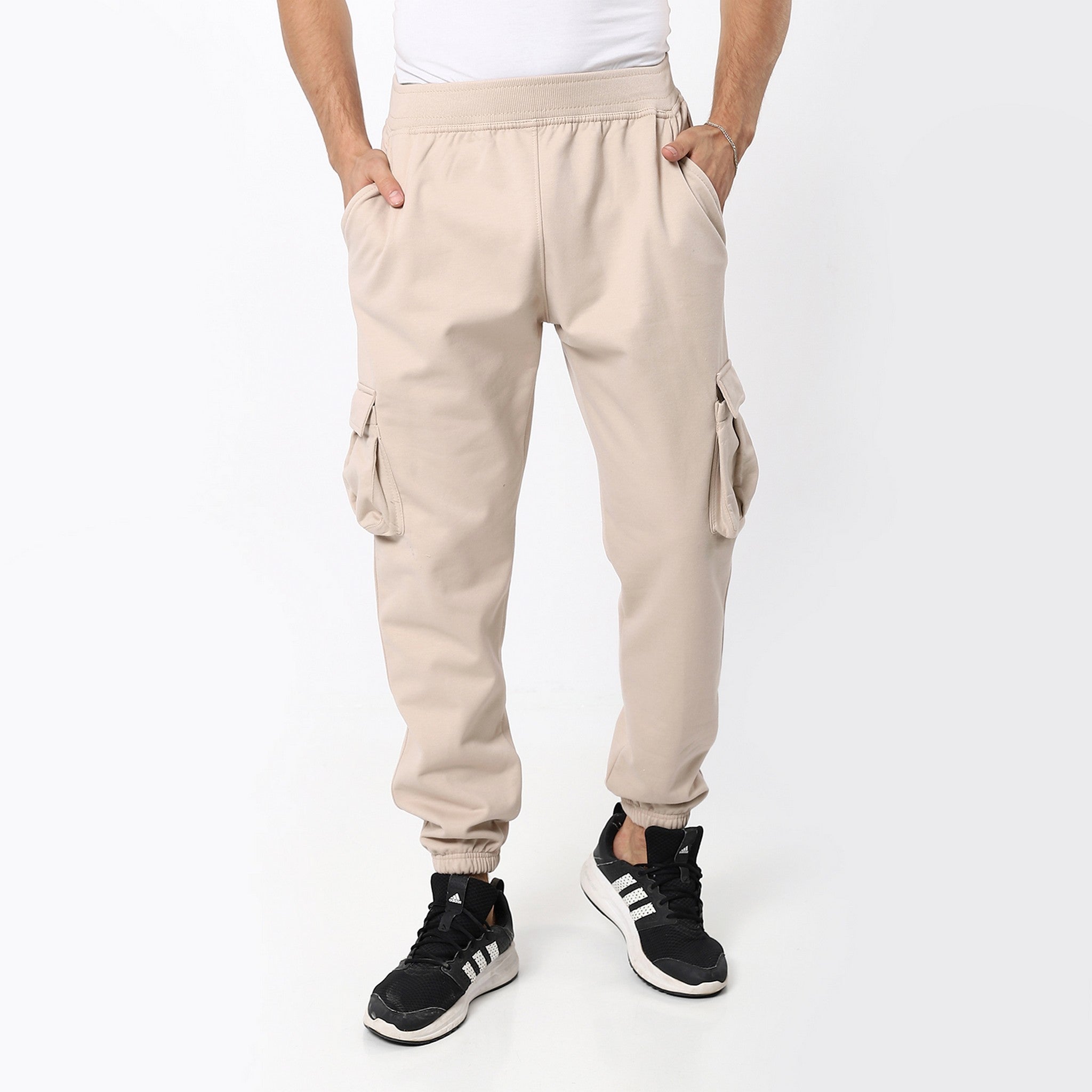 Elastic Vanilla Plain Cargo Pants