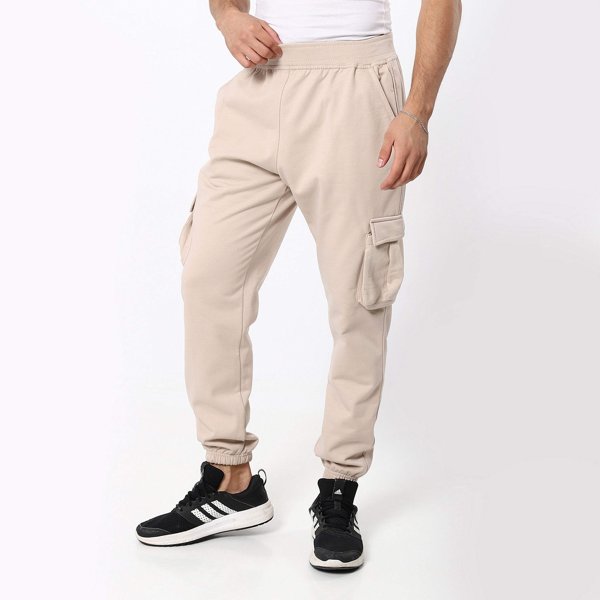 Elastic Vanilla Plain Cargo Pants