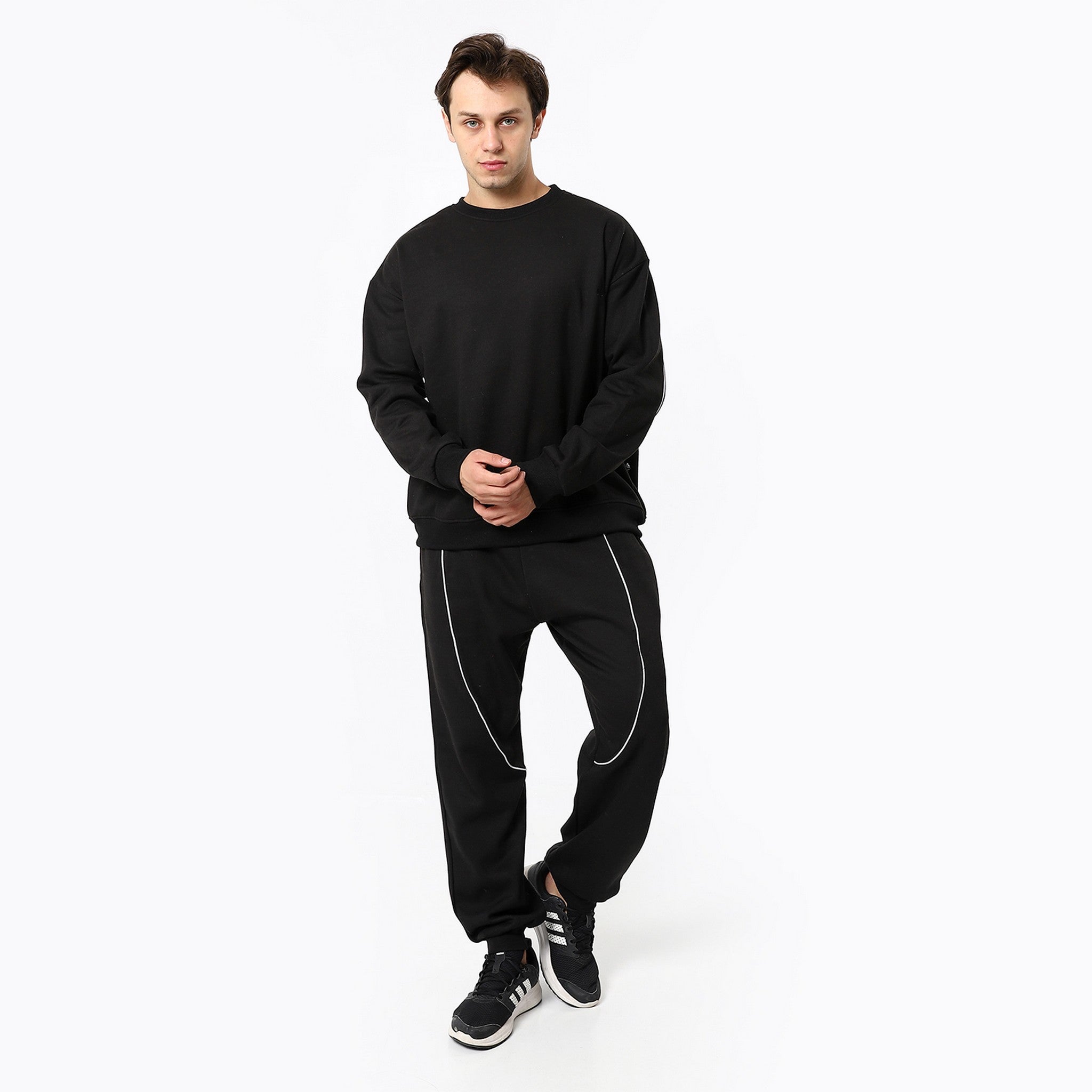 Black Plain Trendy Tracksuit Set