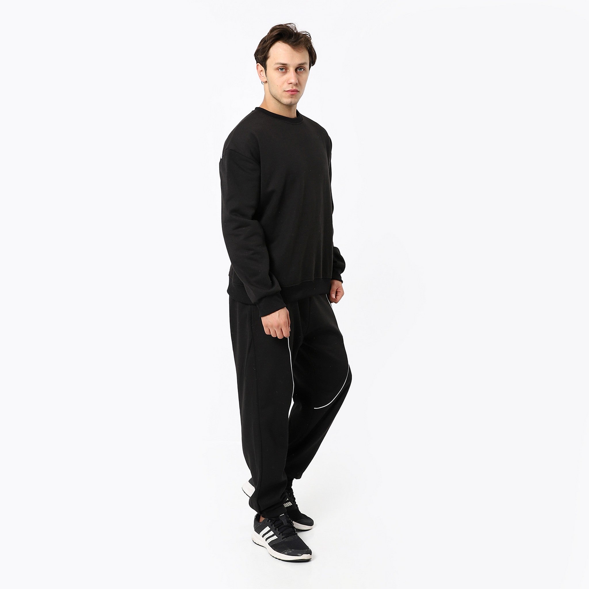 Black Plain Trendy Tracksuit Set