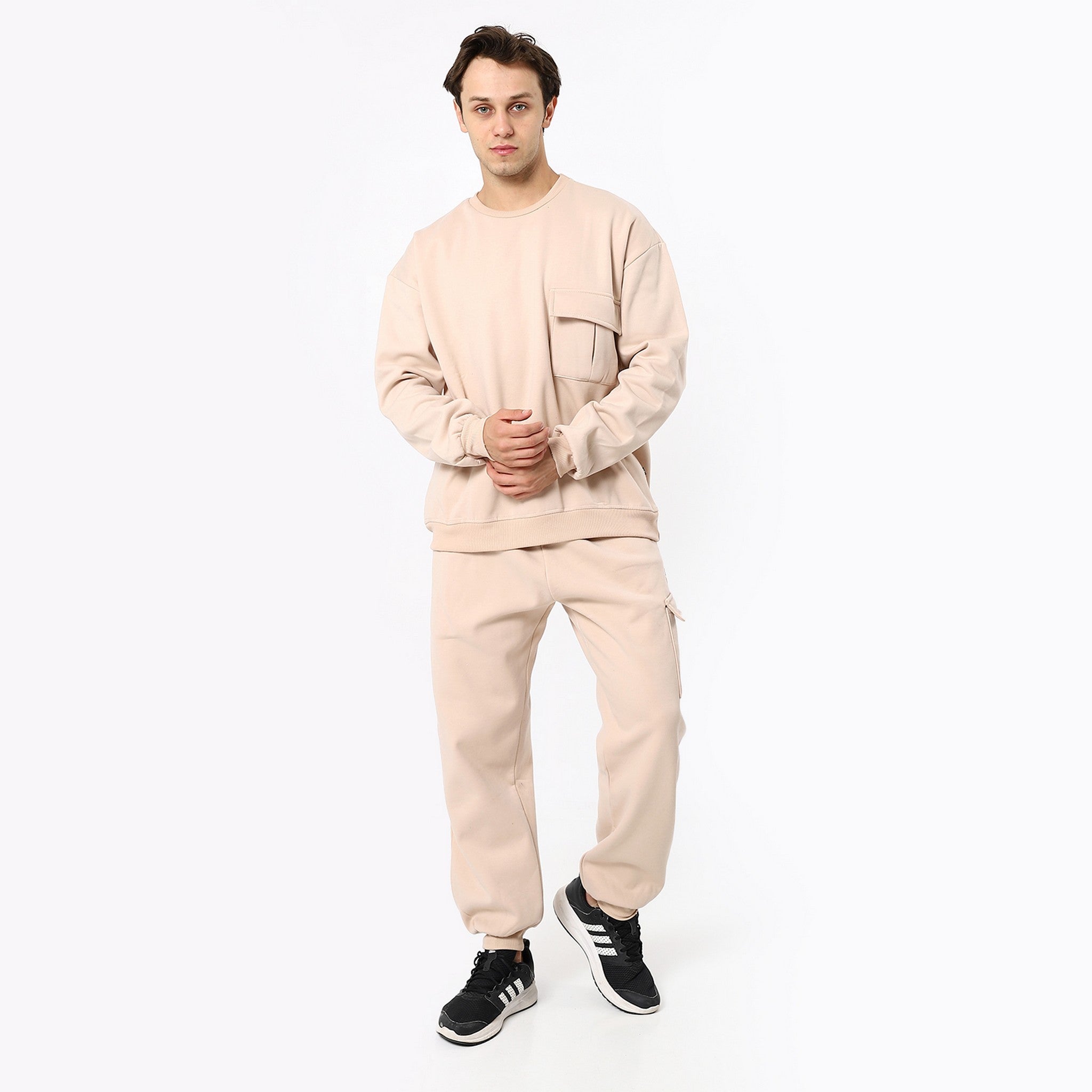 Casual Vanilla Plain Comfy Tracksuit Set