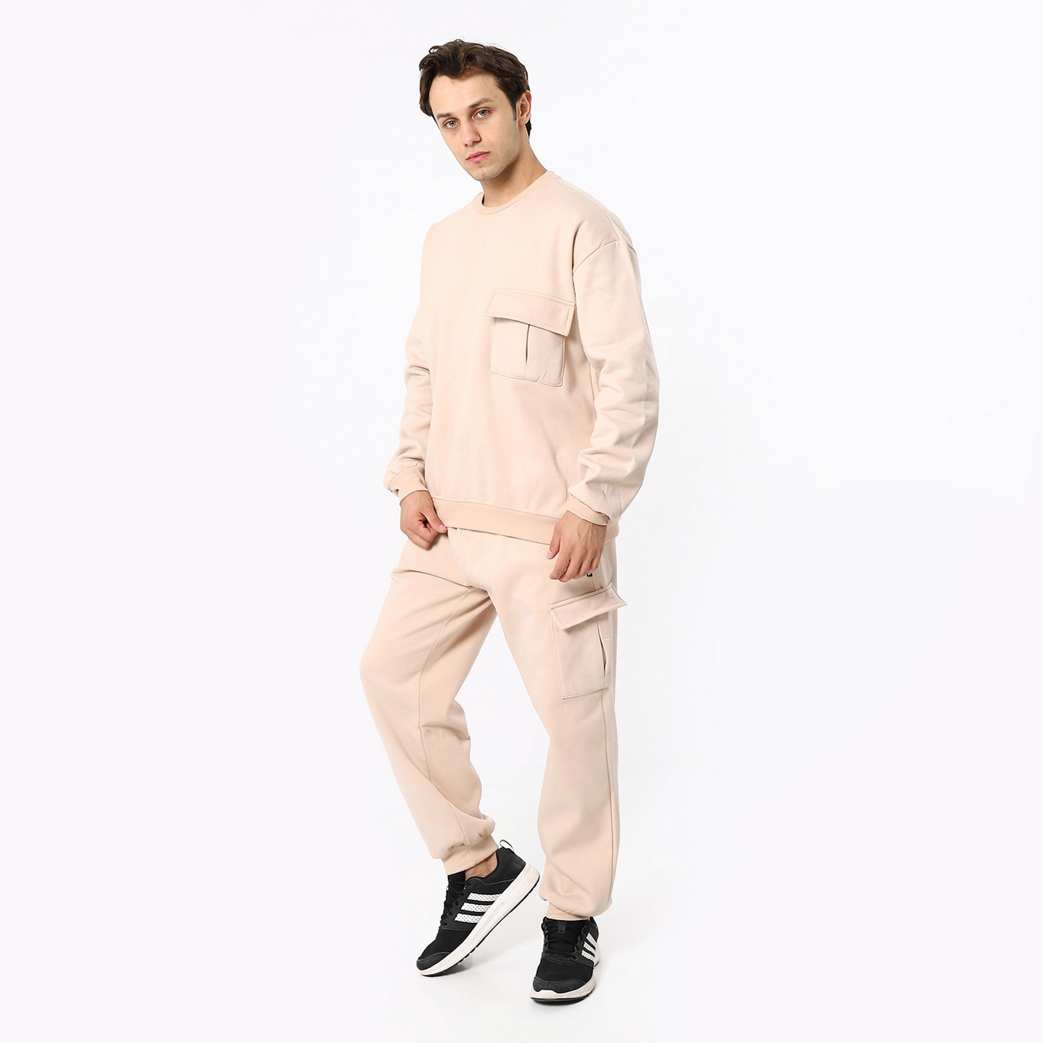 Casual Vanilla Plain Comfy Tracksuit Set