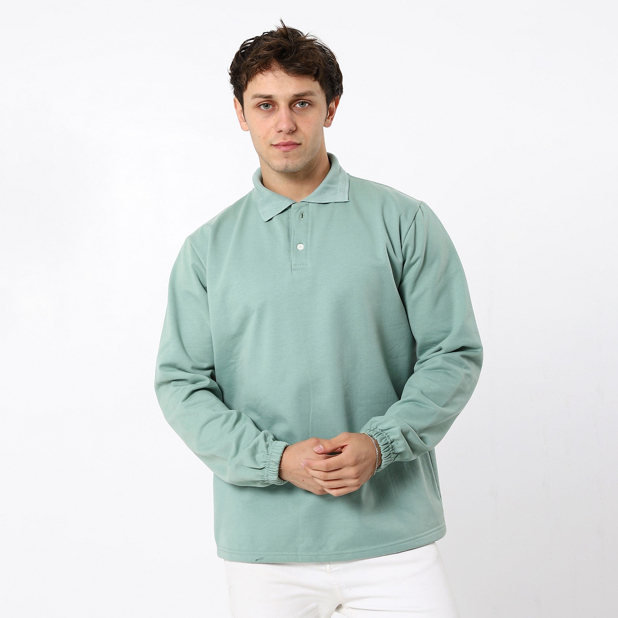 Pale Mint With Elastic Cuffs Sweatshirt