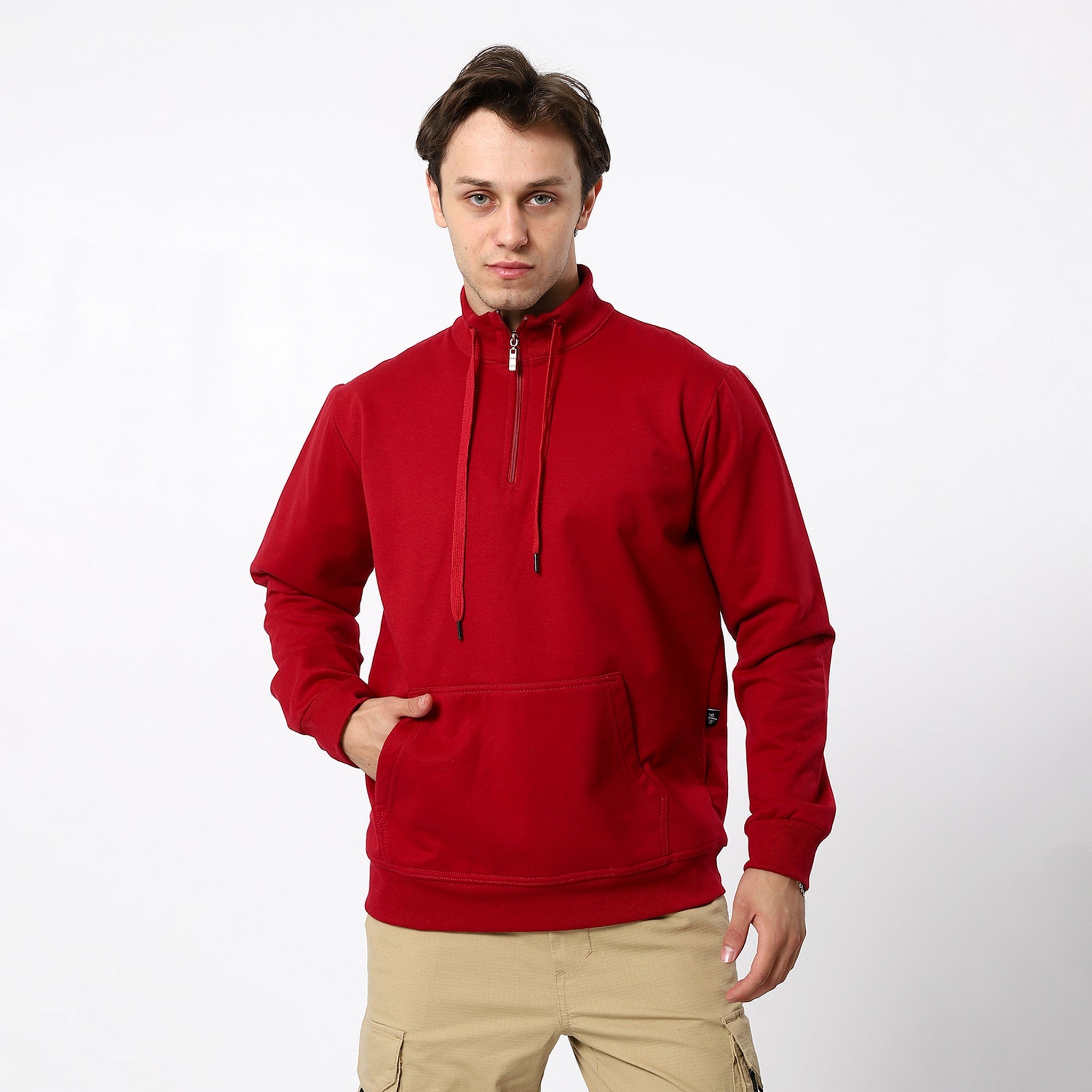 Crimson Red Plain Comfy Sweatshirt