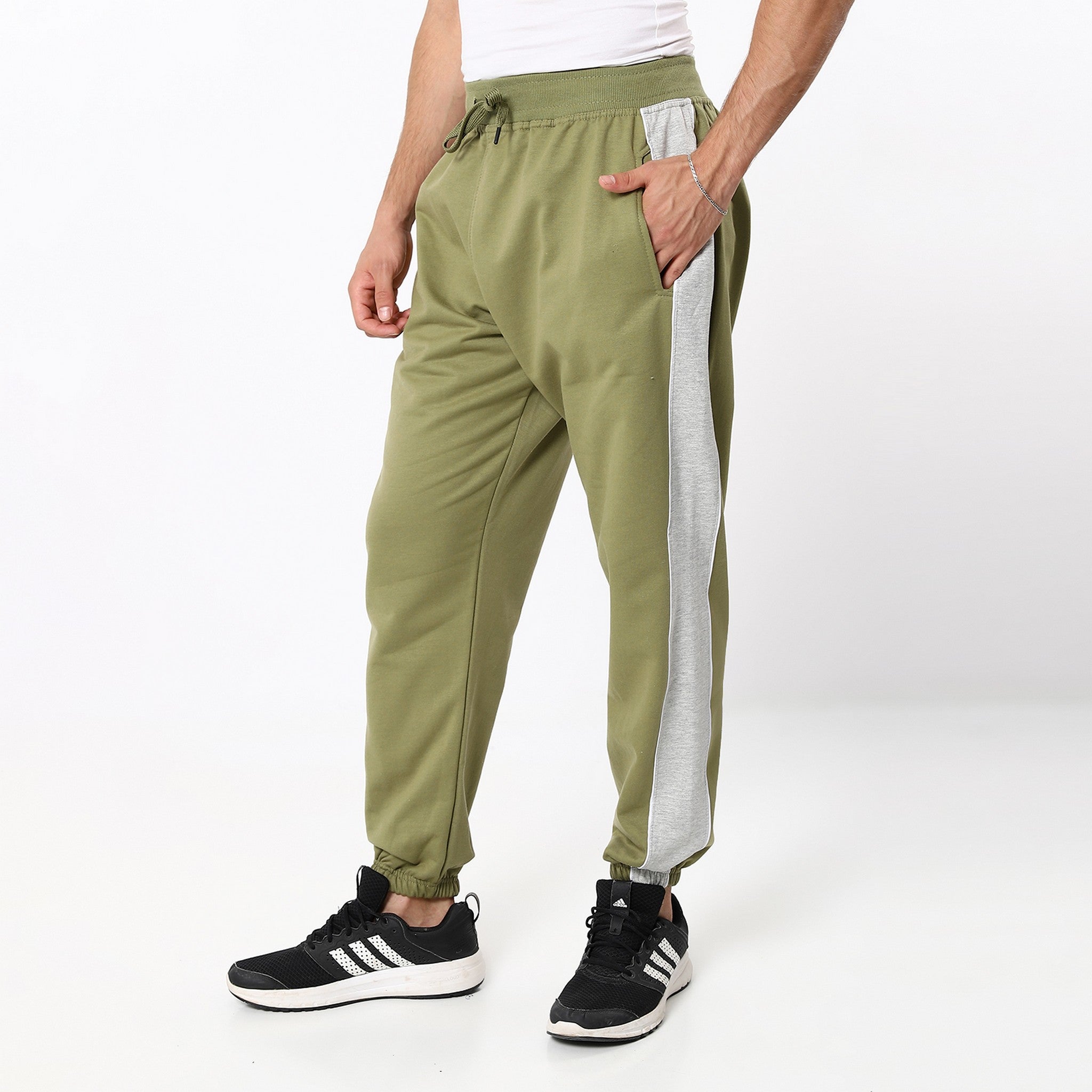 Plain Army Green With Touch Of Grey Sweatpants