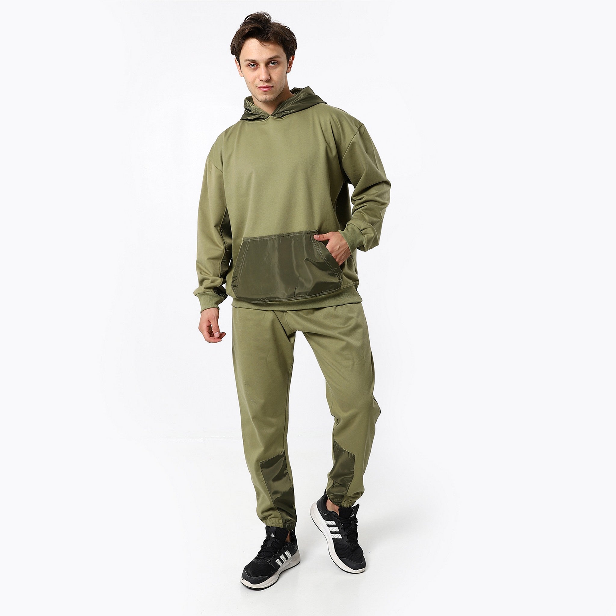 Trendy With Waterproof Pocket Army Green Hoodie and Pants