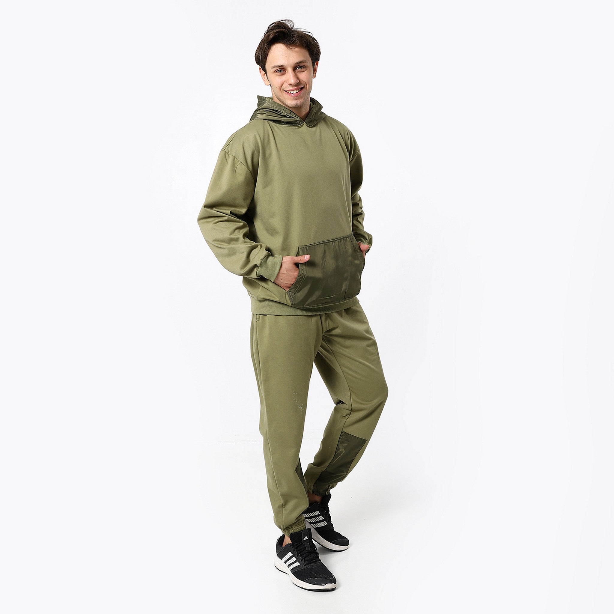 Trendy With Waterproof Pocket Army Green Hoodie and Pants