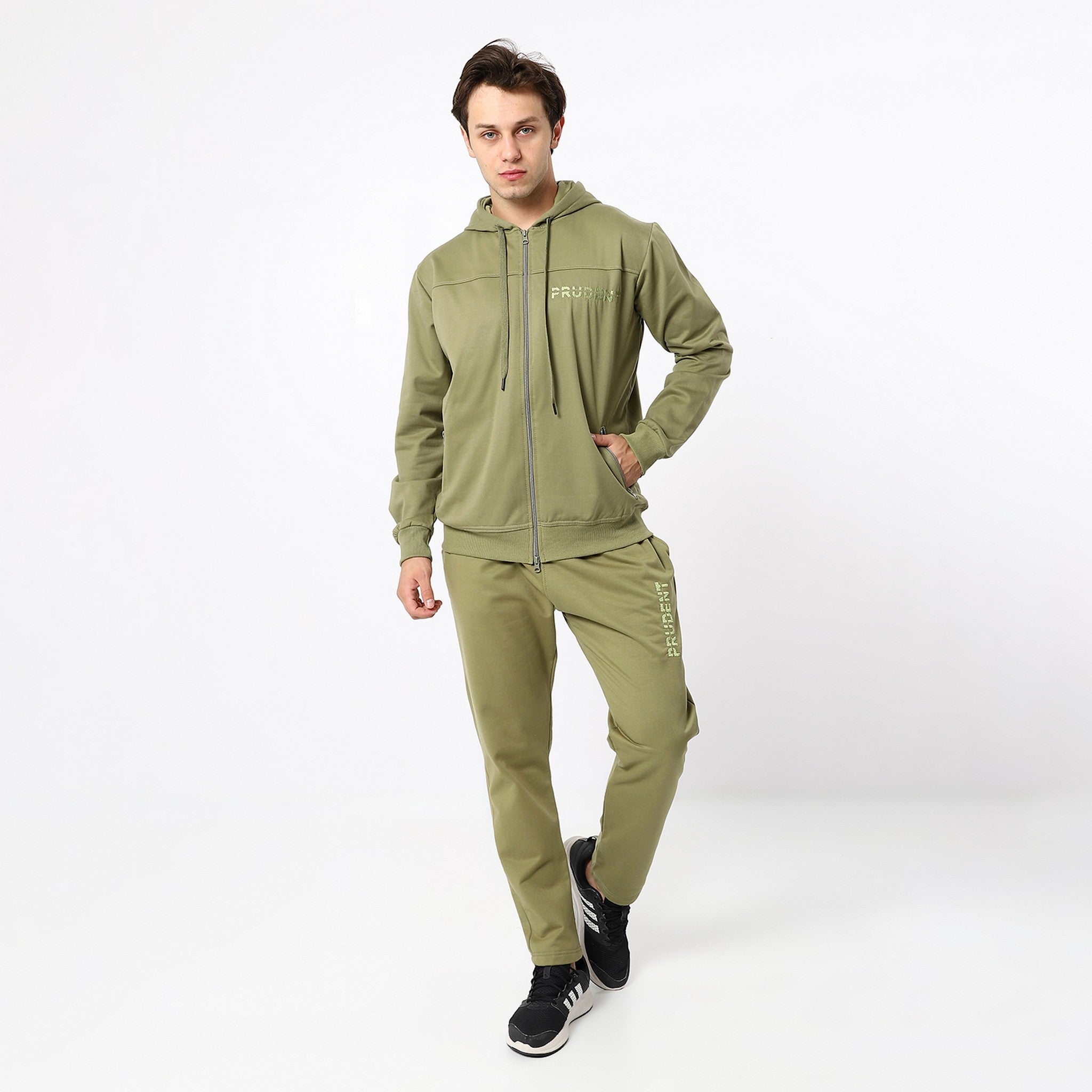 Stitched Army Green Comfy Tracksuit Set