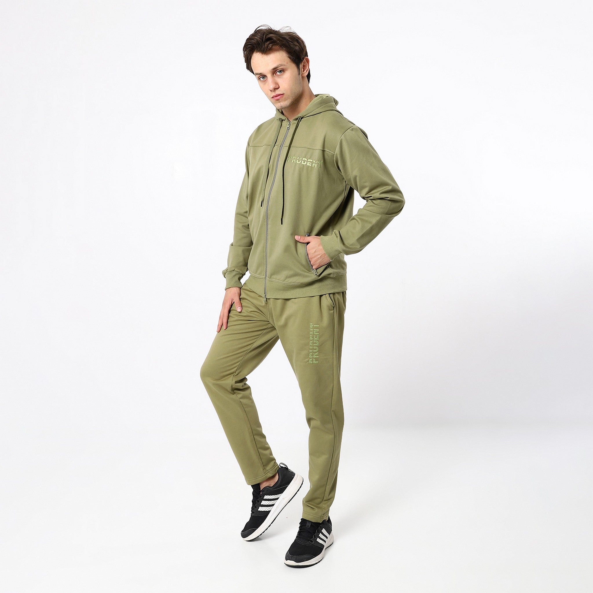 Stitched Army Green Comfy Tracksuit Set