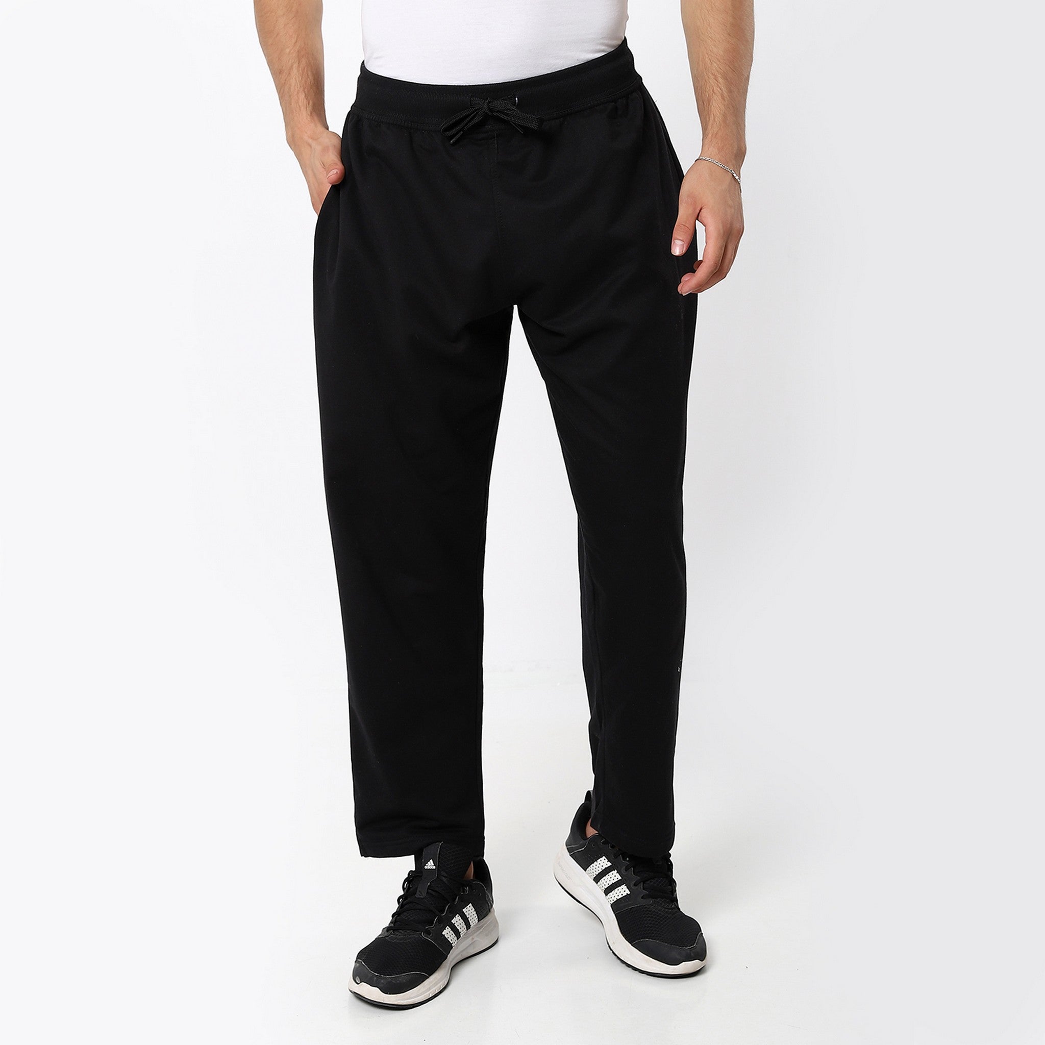 Black Regular Plain Sweatpants