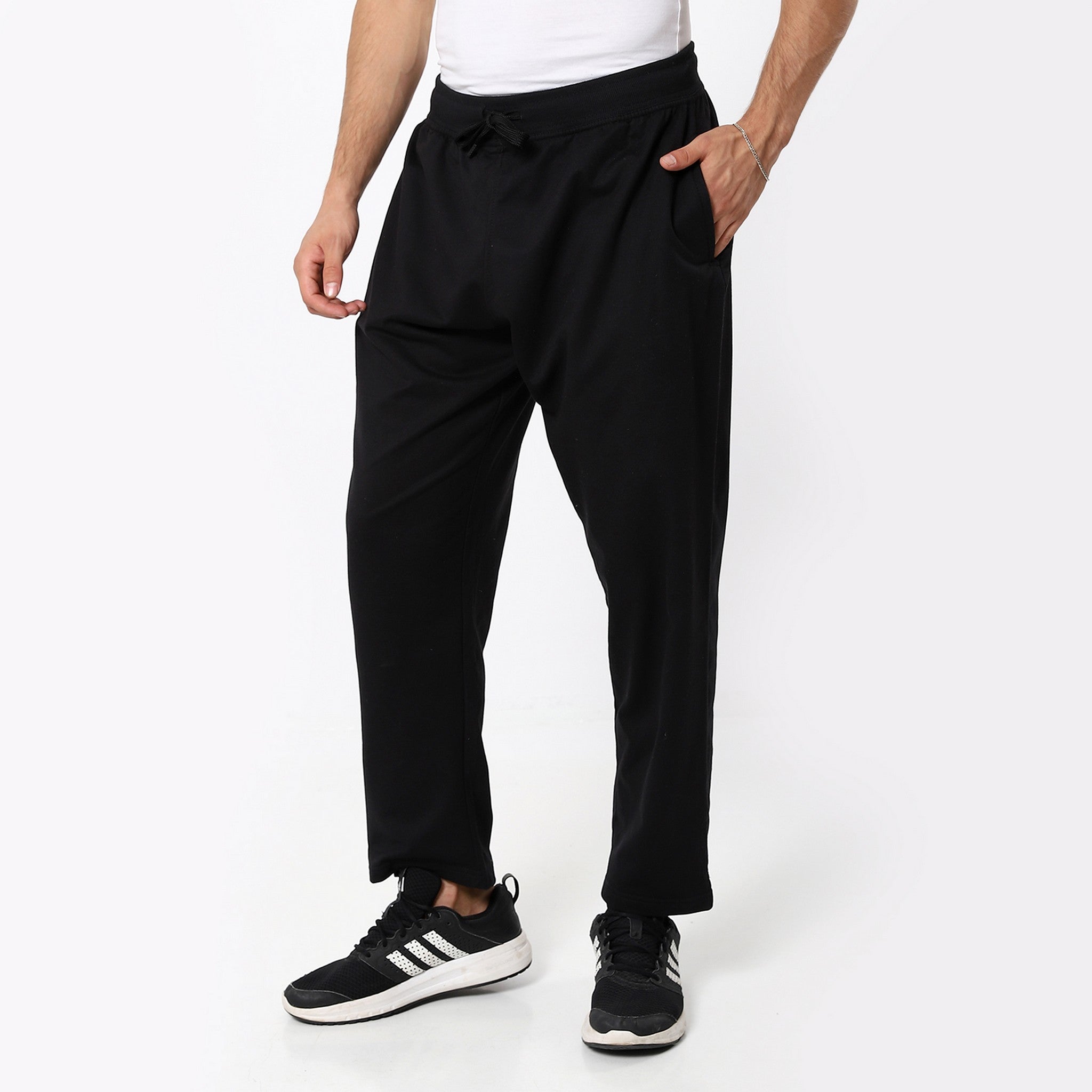 Black Regular Plain Sweatpants